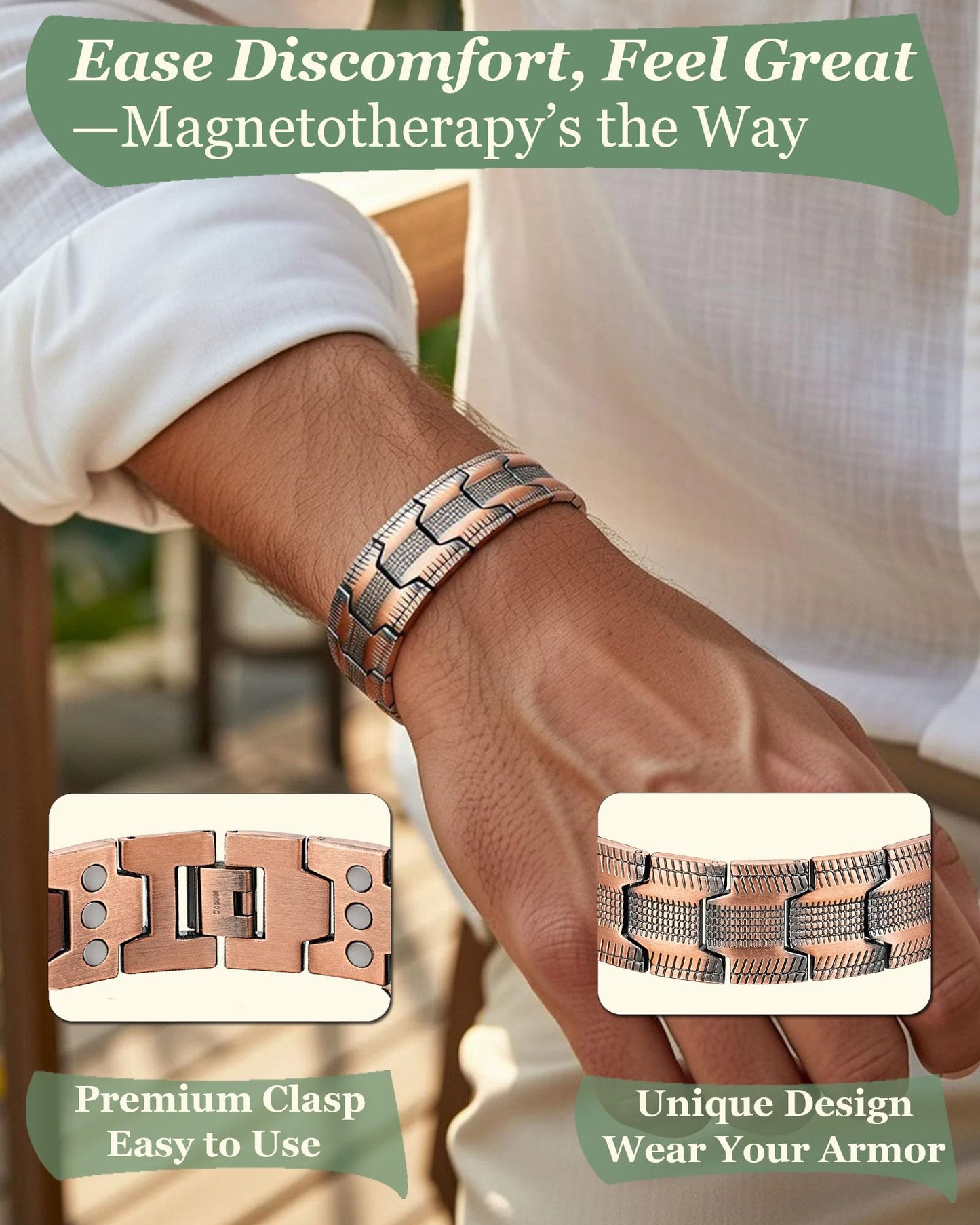 Krilicy 99% pure copper bracelet with ultra strength magnet, magnetic therapy bracelet
