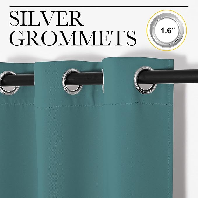 NICETOWN Patio Glass Door Panels - Blackout Curtains for Bedroom, Living and Dining Room - Guest Room Privacy Panels, Sea Teal, 42" x 95" (1 Pair)