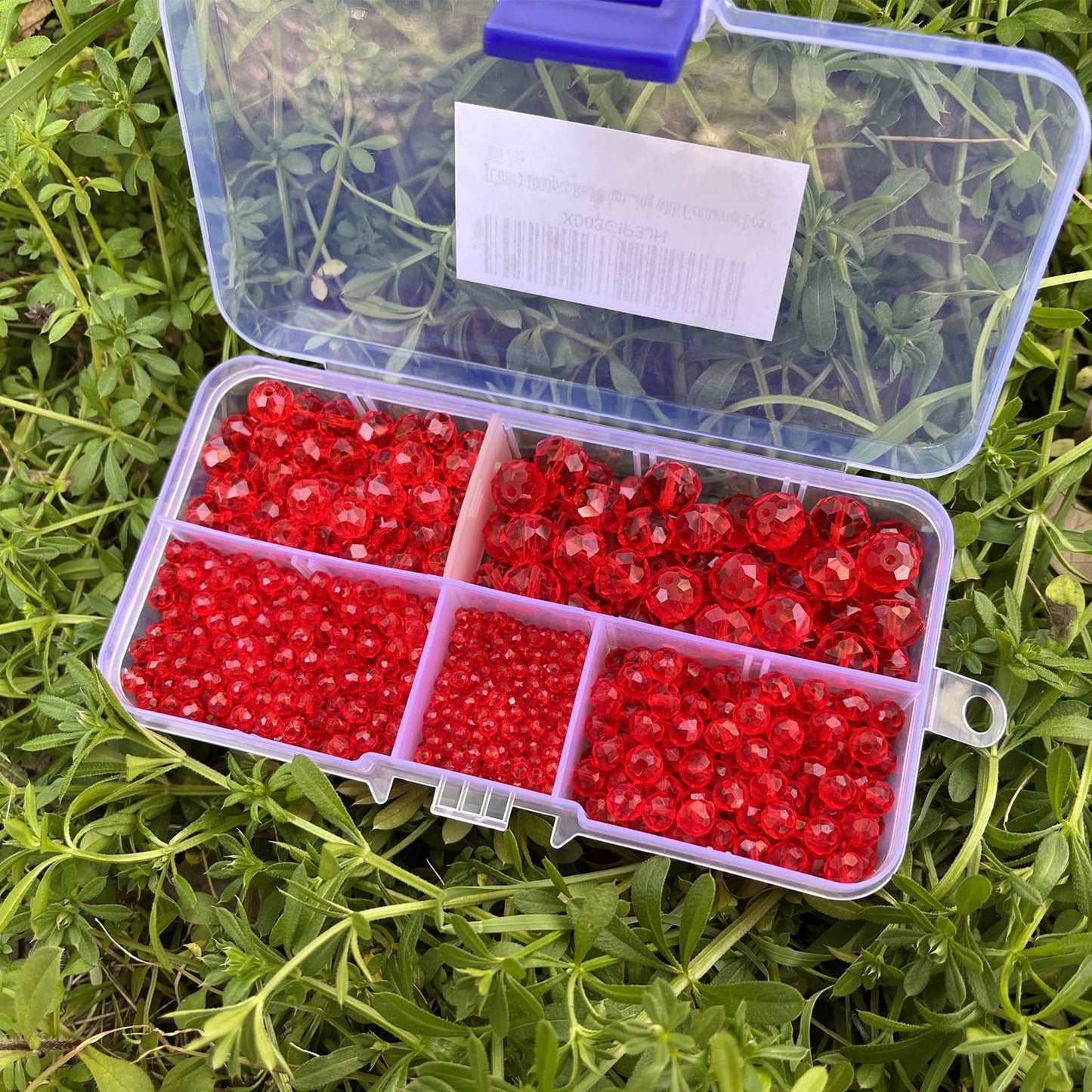 JEBBO 1000pcs Red Glass Beads for Jewelry Making, 2/4/6/8/10mm Assorted Crystal Beads Faceted Briolette Crystal Glass Beads for DIY Craft, Rondelle Spacer Beads for Bracelets Necklaces