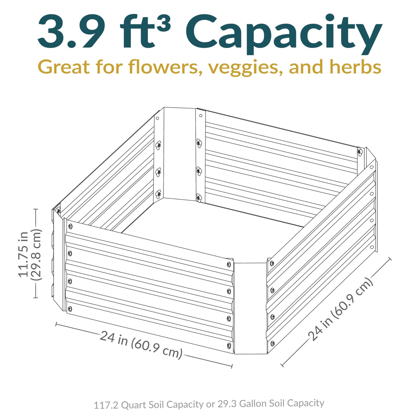 Sunnydaze Galvanized Raised Garden Bed Kit - 2x2x1 ft Outdoor Raised Garden Bed - Metal Planter Box for Vegetables, Flowers, Herbs - Silver - Square
