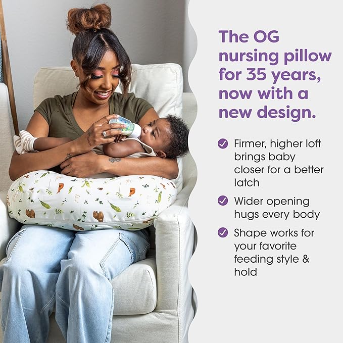 Boppy Nursing Pillow, Neutral Plants and Animals, Larger, More Supportive Pillow for Breastfeeding and Bottle Feeding; Firmer, Higher Lift, Larger Area Than Original Nursing Pillow; JPMA Certified