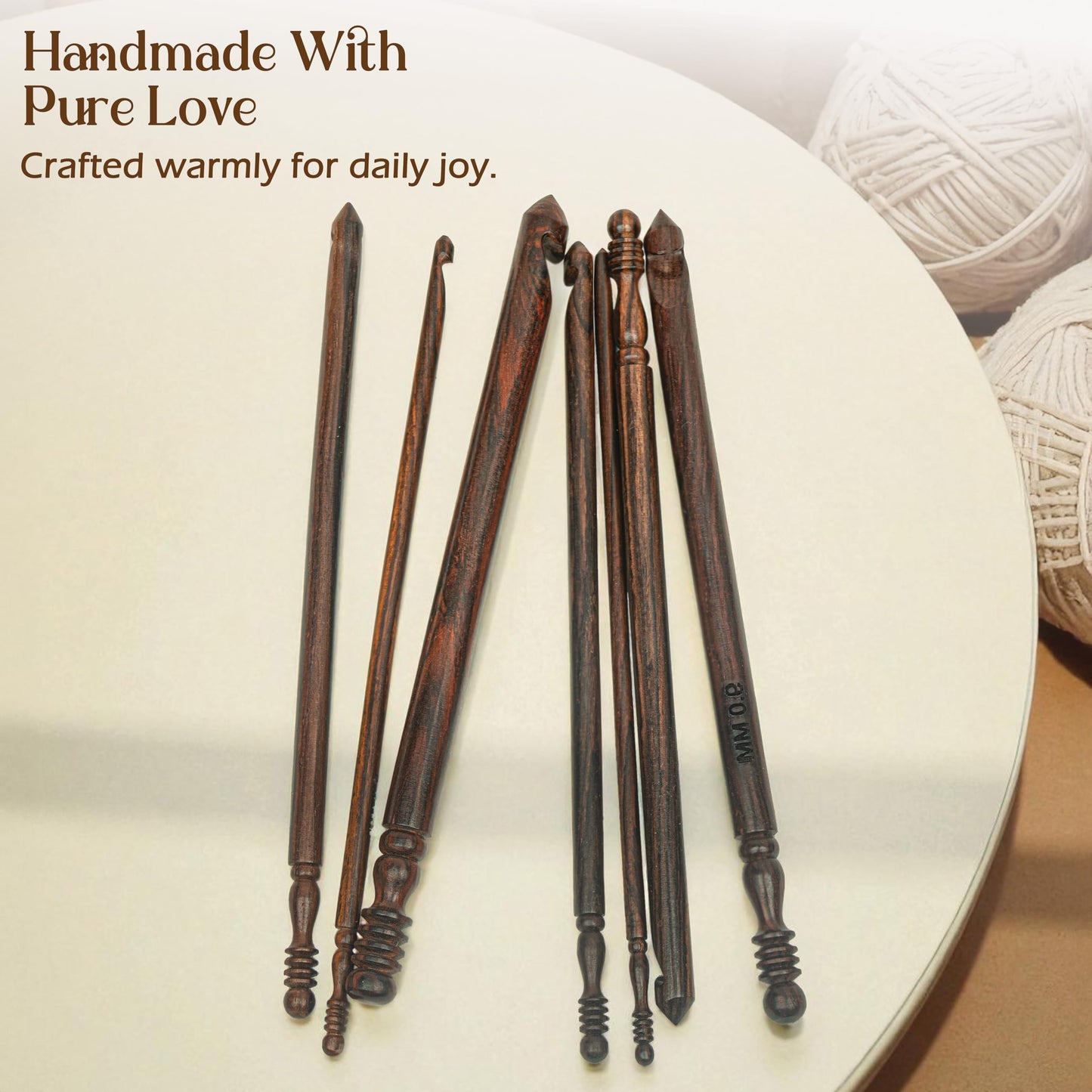 Ergonomic Crochet Sets - Wooden Crochet Hook, Crochet Kit for Beginners, Gifts for Crocheters (Set of 7)