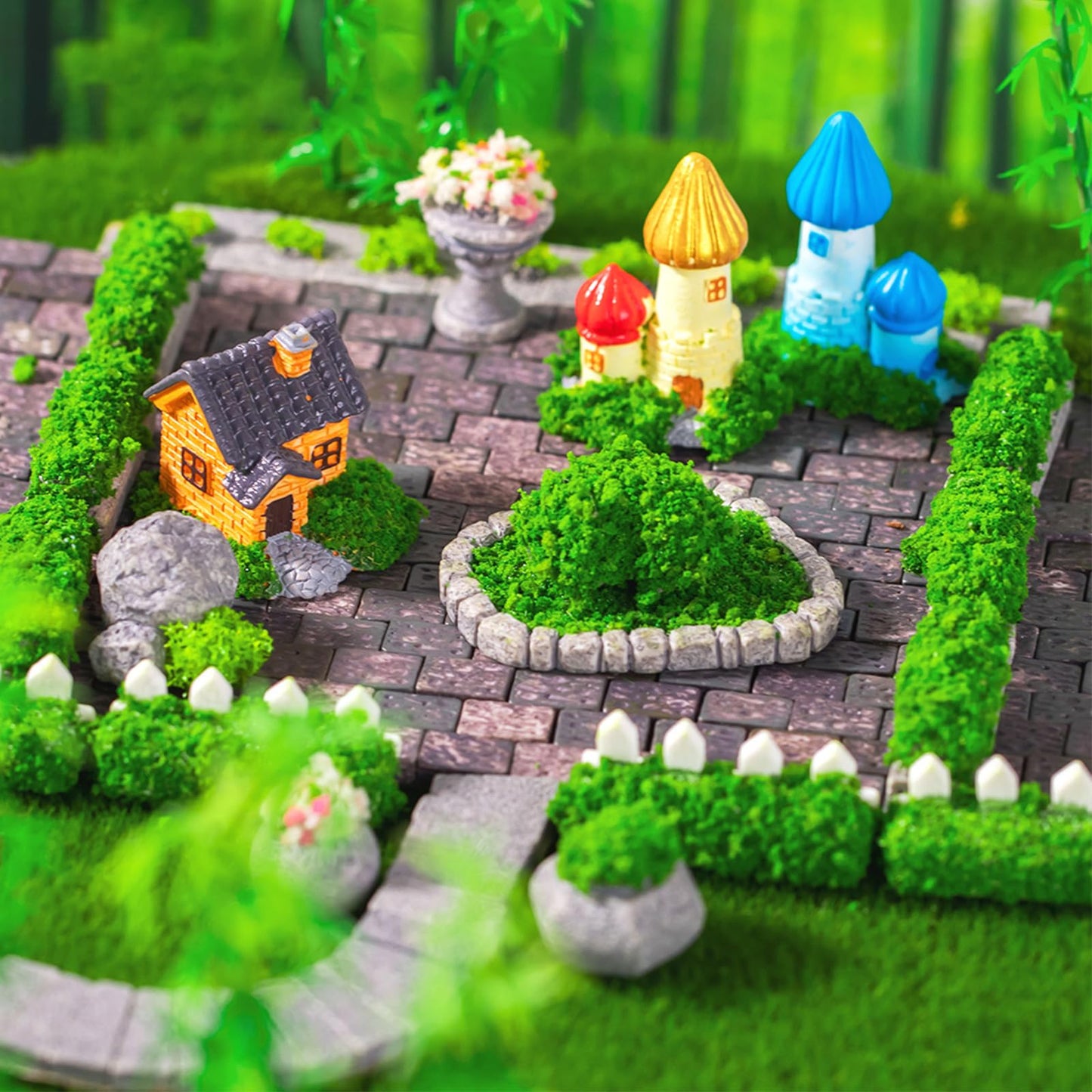 Woohome Fairy Garden Kits 45 PCS Miniature Garden Accessories Micro Landscape Miniature Figurines for DIY Micro Landscape Ornaments