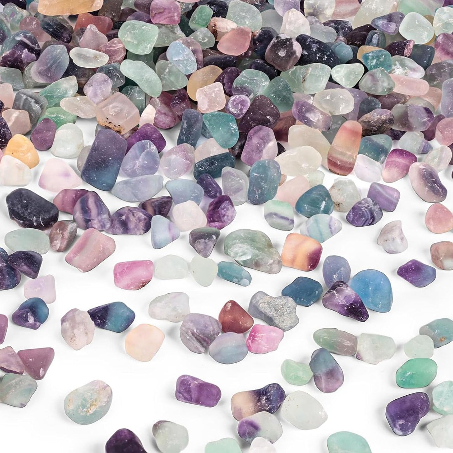 JOHOUSE Quartz Crystals, Crushed Chips Tumbled Polished Stones, Assorted Irregular Shaped Decorative Rocks, Succulent Pebbles for Indoor Plants, Aquarium Betta Fish Tank Gravel, Vase Filler 0.2"-0.5"
