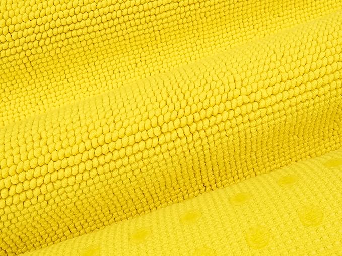 Cotton Paradise 100% Cotton Non Slip Bath Mats for Bathroom, 17x24 inch Soft Absorbent Quick Dry Machine Washable Floor Bath Mat, Yellow