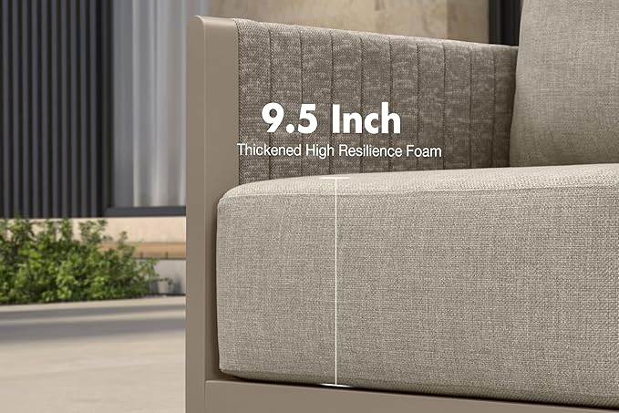 PURPLE LEAF Patio Furniture Set 9 Pieces Outdoor Conversation Sets PP Rope Patio Sofa with Cushions and Table Manual Weaving Deep Seating Furniture for Porch Lawn Backyard Beige