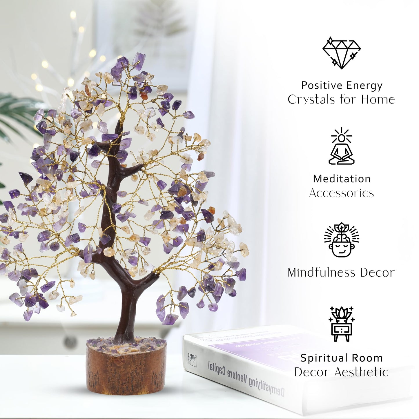 PYOR Amethyst Crystal Tree, Citrine Stone, Money Tree, Gifts for Women, Crystals, Room Decor Aesthetic, Meditation Accessories, Office Shelf Decor