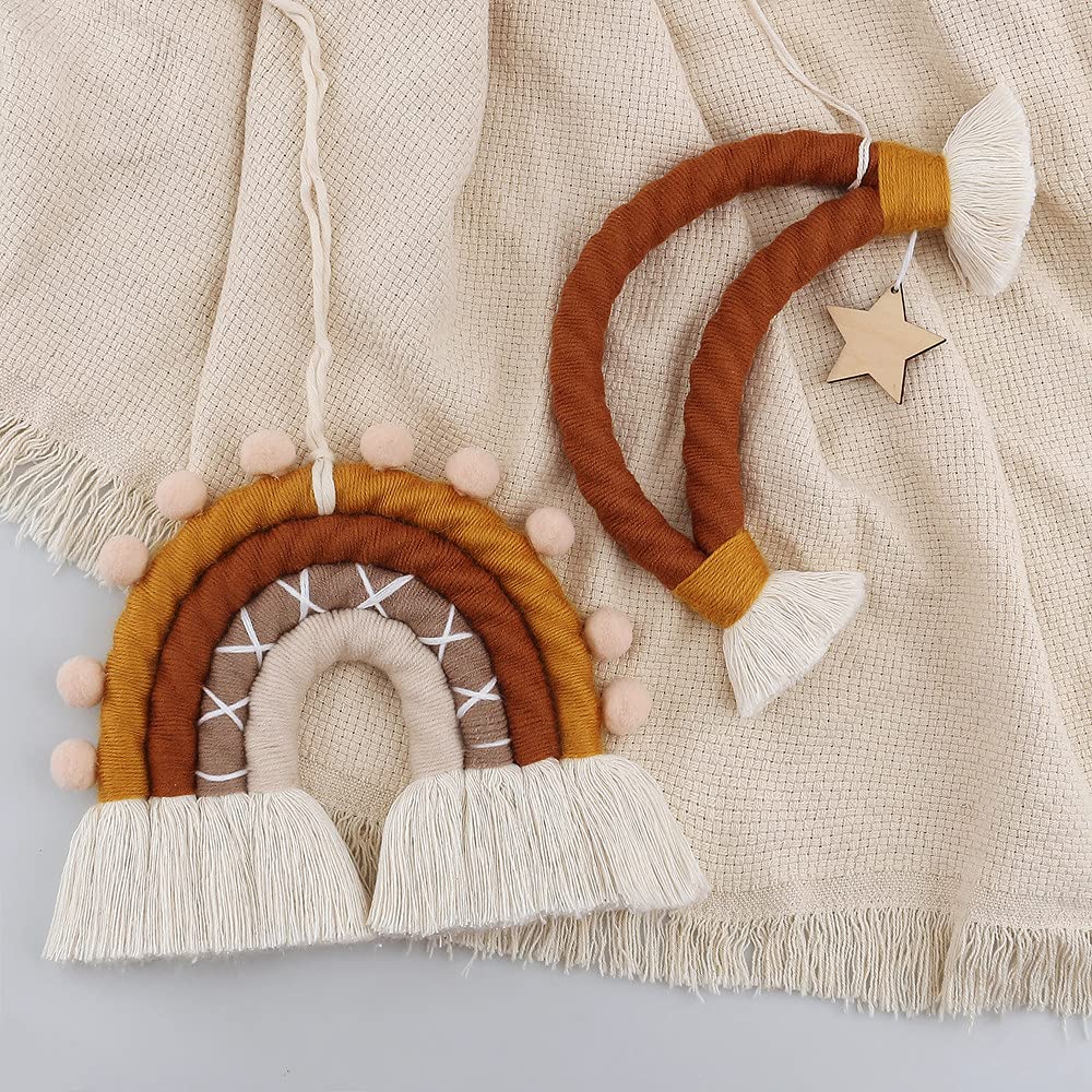Handmade Macrame Rainbow Wall Decor for Nursery Kids Room Home Decor