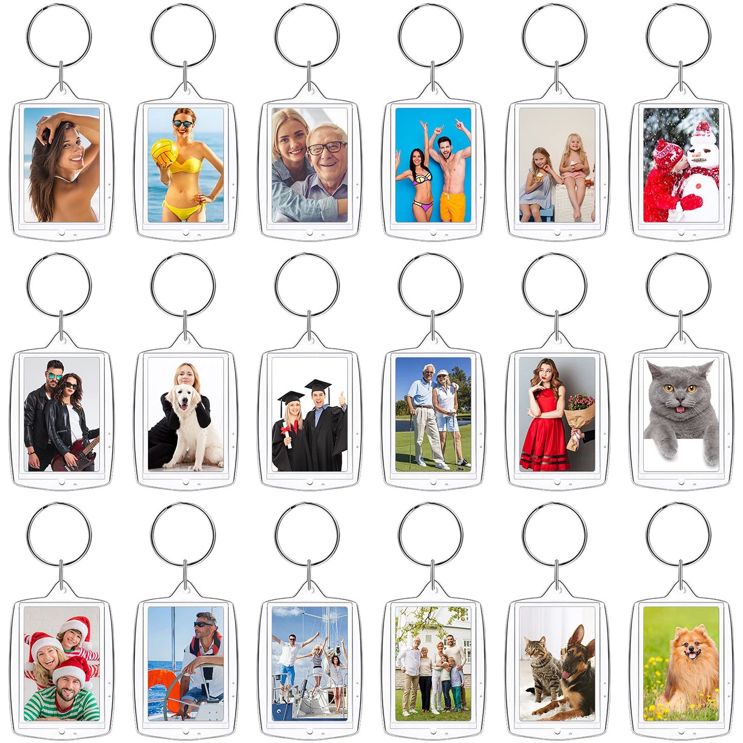 MTLEE 150 Pcs Square Photo Insert Keychain Clear Acrylic Picture Keychains Picture Frame Blank Photo Insert Keyring
