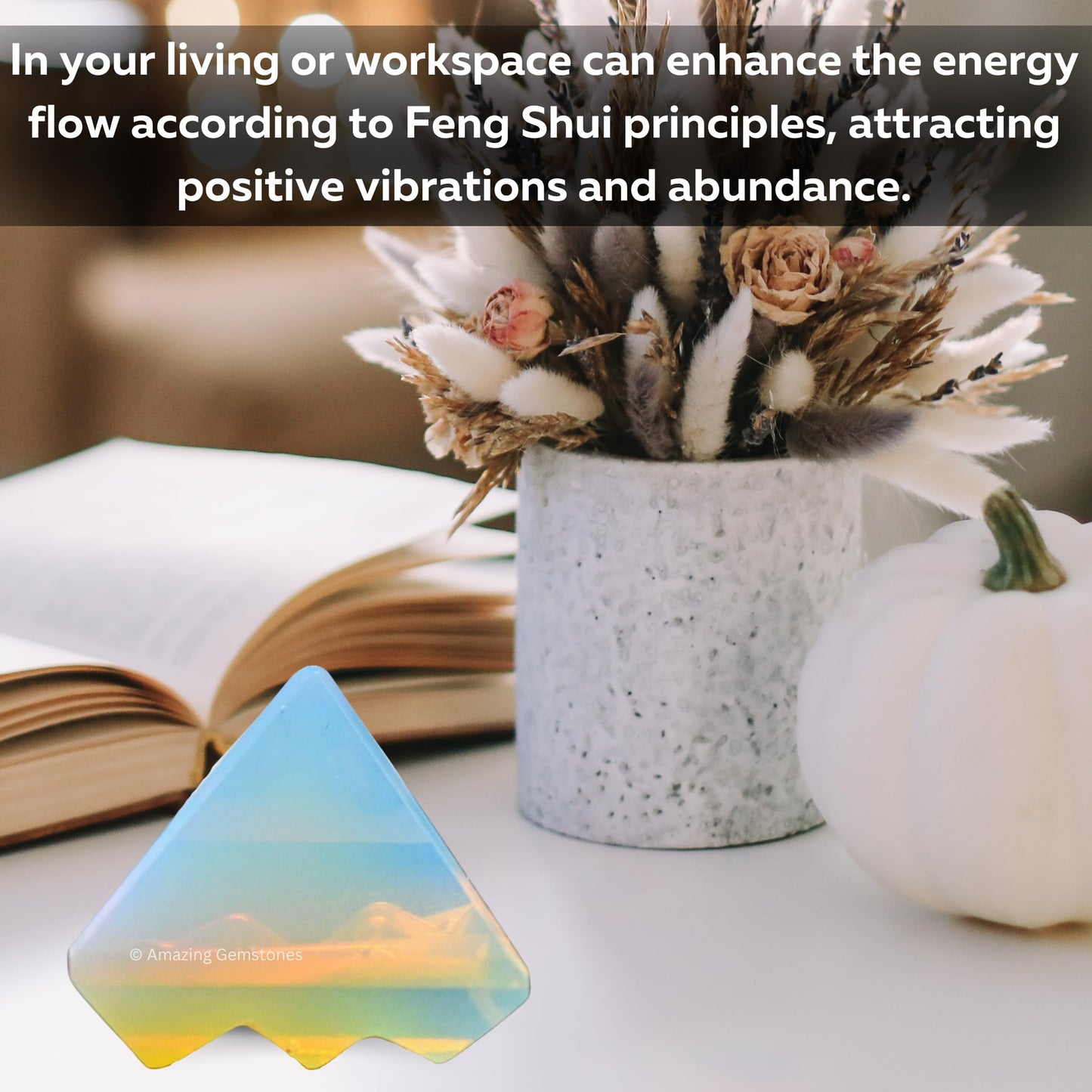 Amazing Gemstone Opalite Crystal Pyramid with 9 Pyramid Plate Bottom - 1" Mini Pyramid Figurine of Natural Stone Pyramid for Meditation, Reiki, Chakra Balancing Vastu Pooja and Crystal Grids