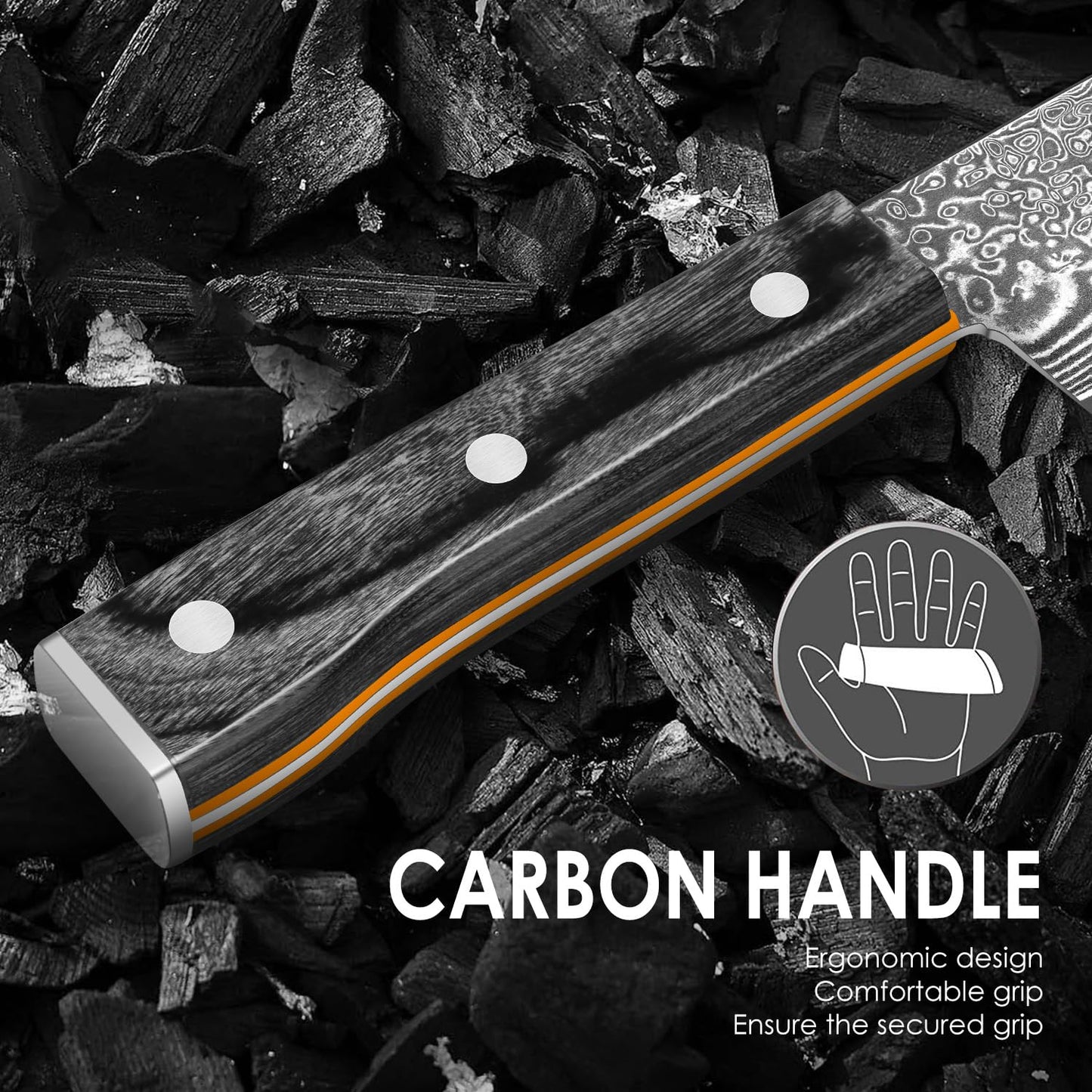 Damascus Chef Knife 8 Inch, Professional Japanese VG10 Damascus Steel Super Sharp Cooking Knife, G10 Ergonomic Color Wooden Handle with Luxury Gift Box