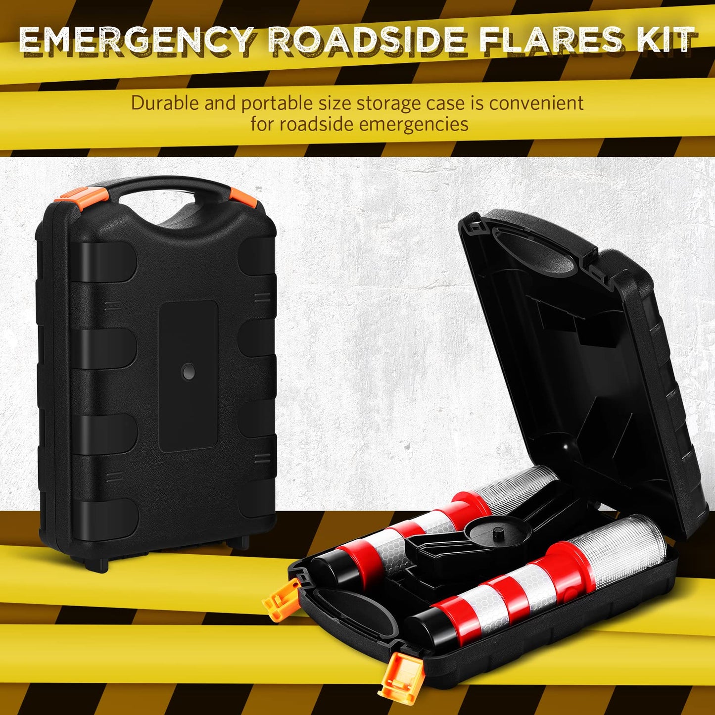 Riakrum 2 Pcs Emergency Roadside Flares Bulk Kit LED Safety Strobe Road Warning Light Bright Red Safety Beacon Strobe Light Roadside Flare Magnetic Base Detachable Stand Vehicle (Batteries Excluded)