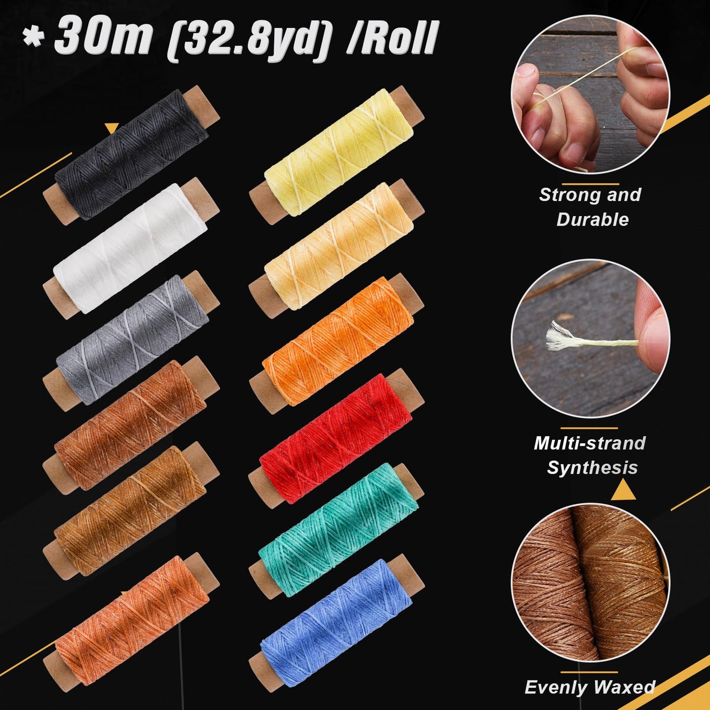 MORFEN 56Pcs Leather Stitching Punch Kit, Sewing Kit with 4mm Prong Sewing Hole Punch Waxed Thread Hand Sewing Stitching Needles Leatherworking Tools for Beginners DIY Leather Crafting