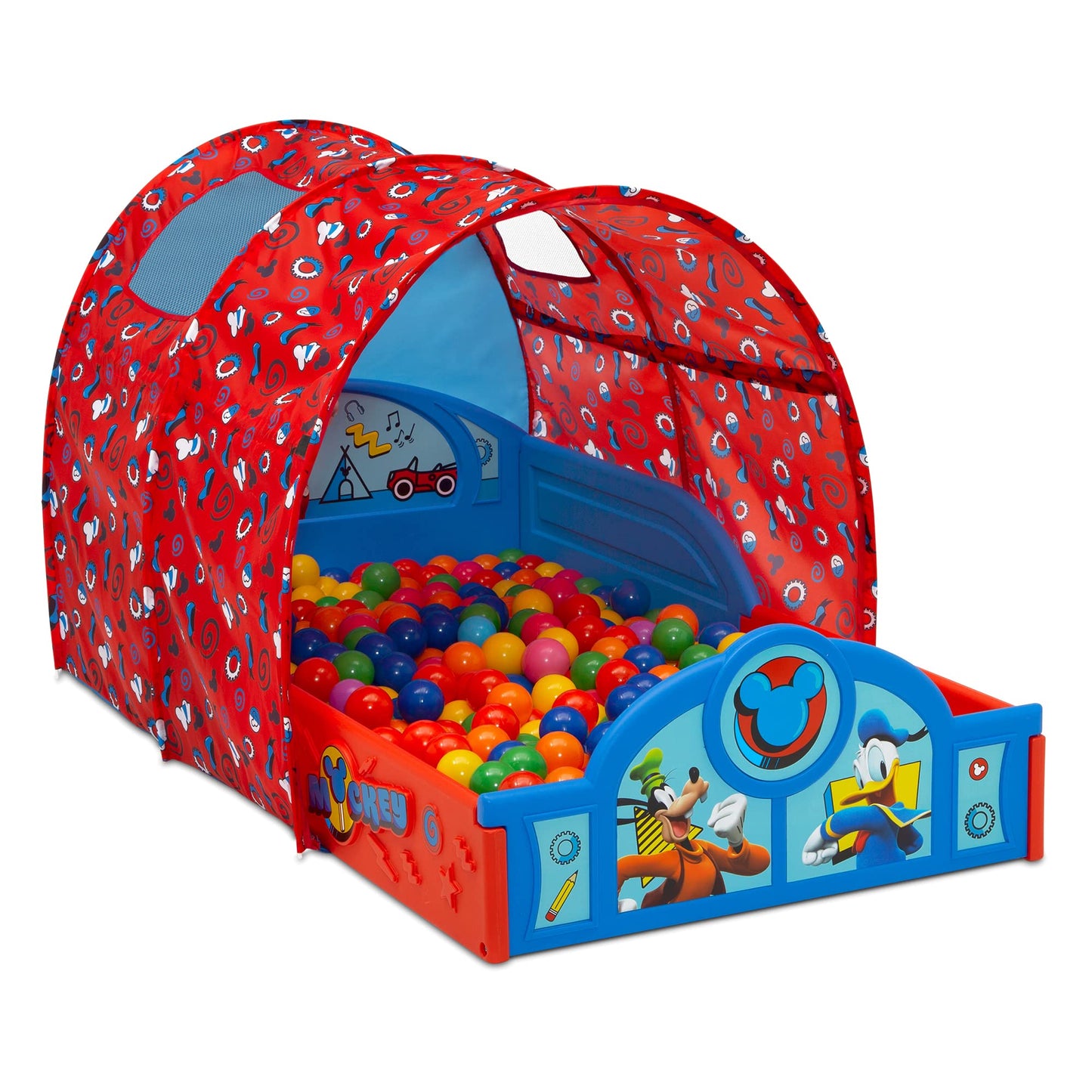 Disney Mickey Mouse Sleep and Play Toddler Bed with Tent by Delta Children, Blue/Red