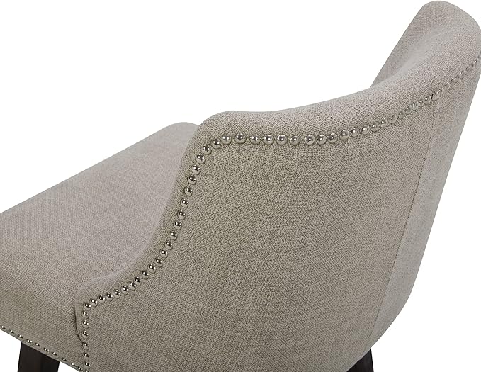 CHITA Counter Height Swivel Bar Stools Set of 2, FSC Certified Upholstered Counter Stools, Modern Swivel Barstools with Wood Legs for Kitchen Island, 26" Seat Height, Fabric in Tan