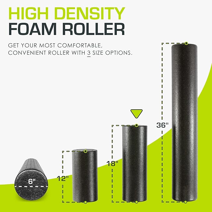 ProsourceFit High Density Foam Rollers 18 - inches Long, Firm Full Body Athletic Massager for Back Stretching, Yoga, Pilates, Post Workout Trigger Point Release, Pink
