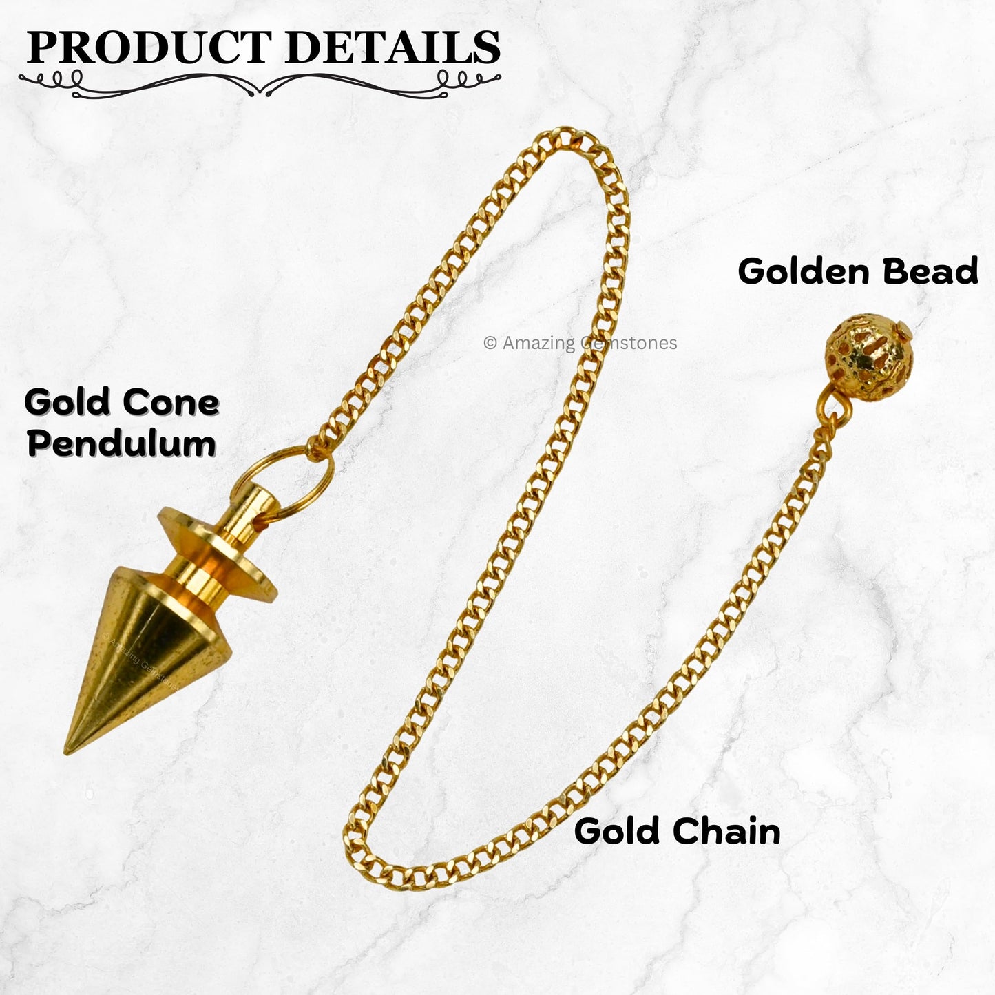 Amazing Gemstone Healing Metal Pendulums for Divination, Gold Cone Steel Copper Pendulum High Energy Pendulo de Bronce Pendulos de Mesa MP4