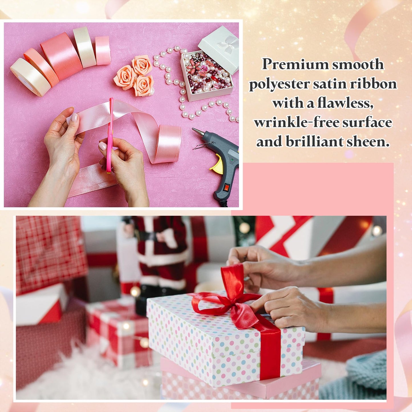 PATIKIL Satin Ribbon (24 Yards, 2" Wide, Pink) Single Face Solid Fabric Ribbon, Suit for Craft/DIY/Gift Wrapping/Hair Bows/Floral Bouquets/Wedding/Birthday/Party Decoration