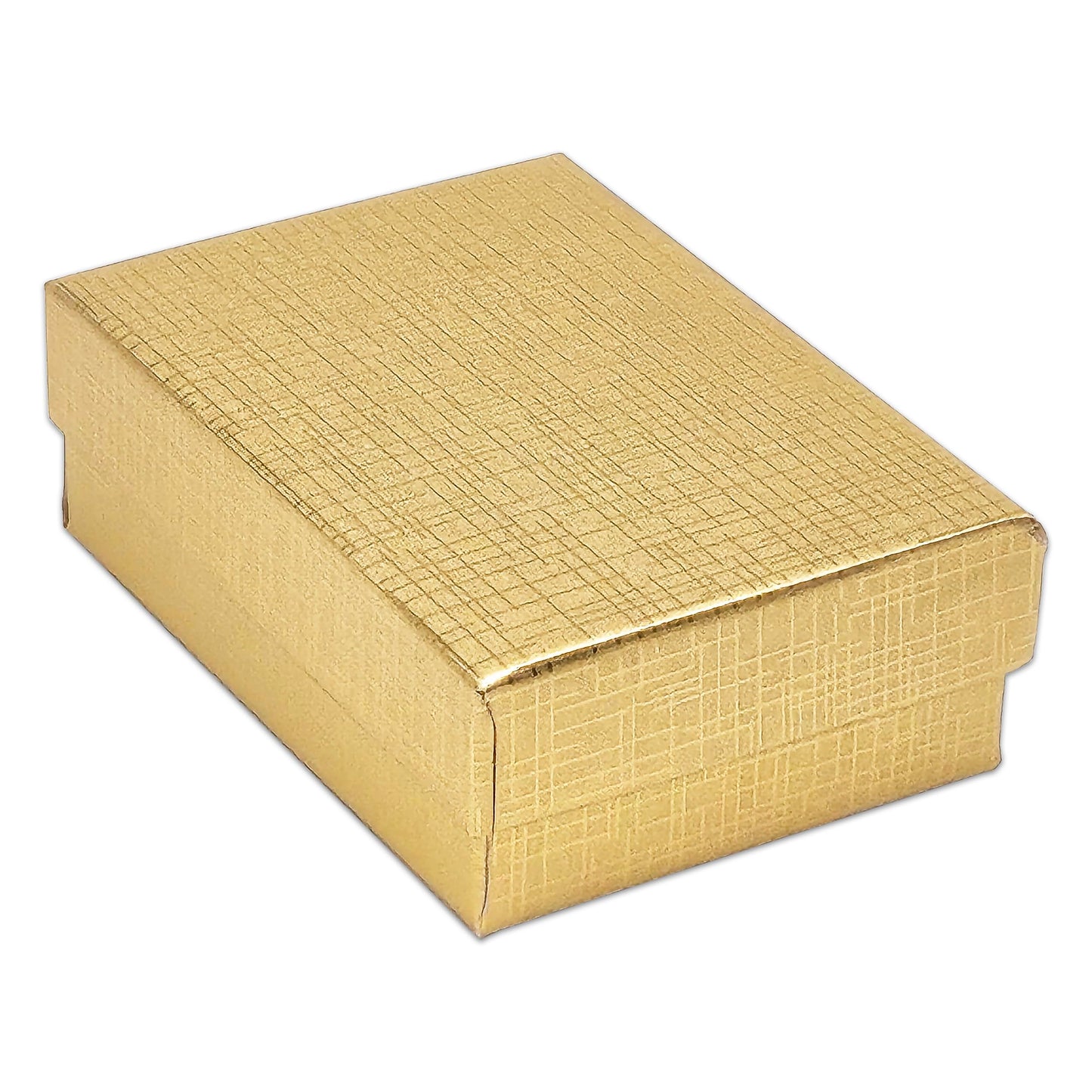 TheDisplayGuys - 25-Pack #32 Cardboard Linen Paper Jewelry Gift Boxes w. Cotton Padding - Gold (3.3" x 2.3" x 1.0")