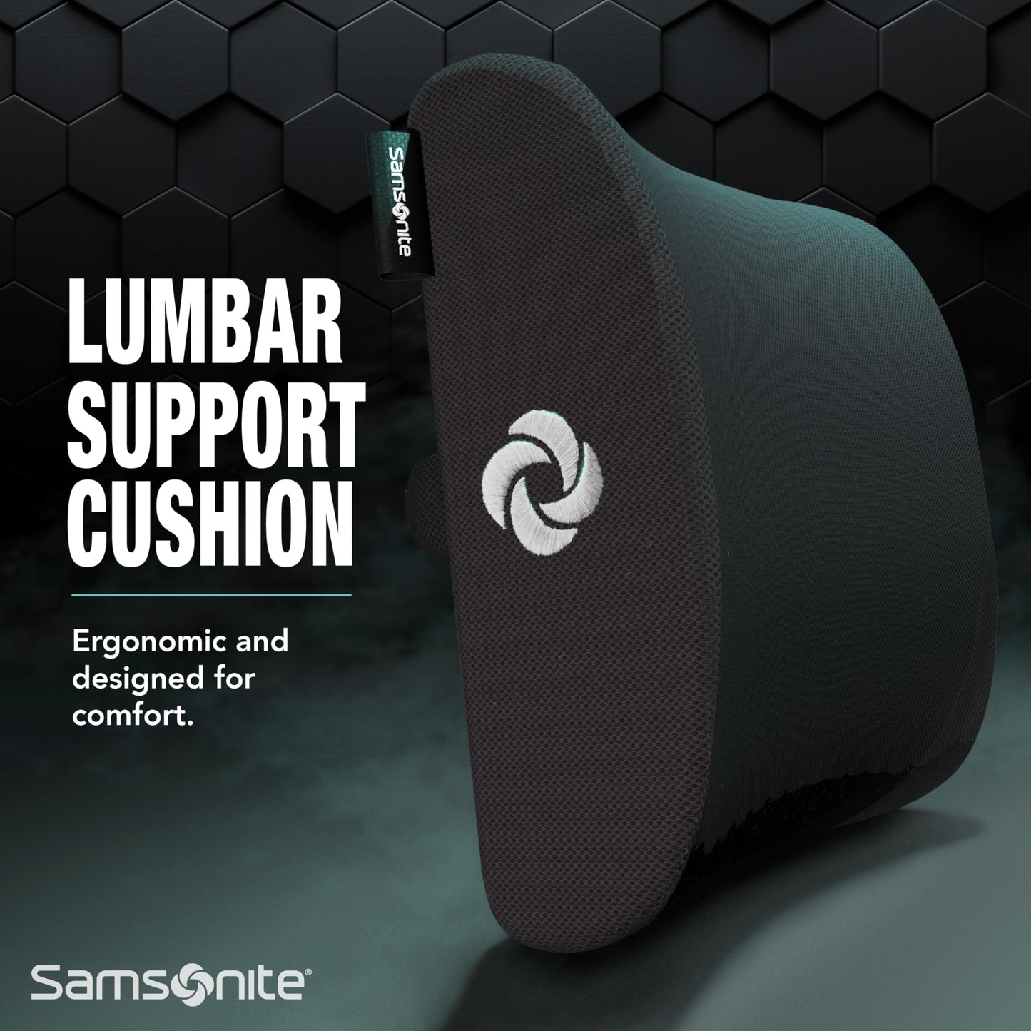 Samsonite Memory Foam Lumbar Support Pillow for Office Chair, Gaming Chair & Car Seat Automotive Use, Ergonomic Back Cushion, Home Office Essentials for Sitting Comfort and Posture Relief Back Support