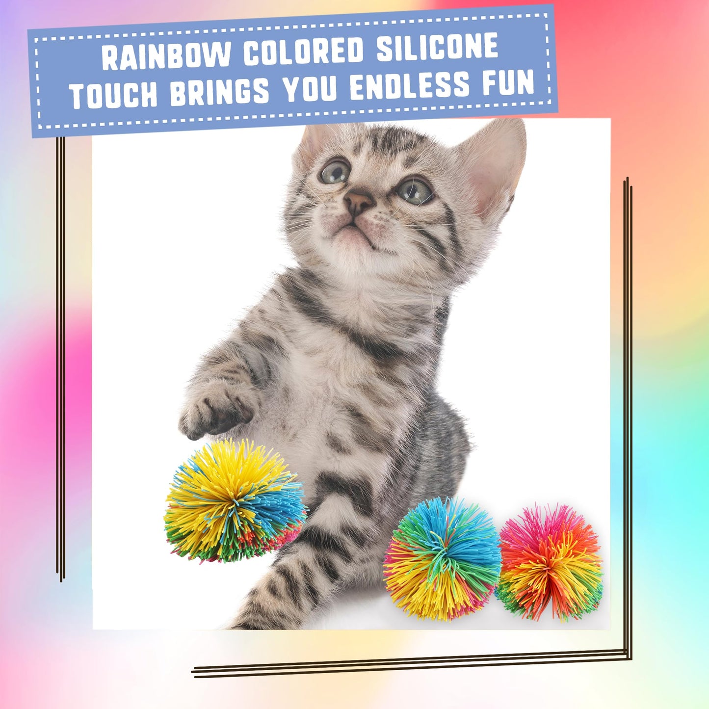 Cagemoga 18 Pack 2.36 Inch Stringy Balls Soft Rainbow Stringy Balls Silicone Silk Ball Active Fun Toy for Kids Birthday Christmas Easter Party Favors Classroom Rewards Gift Bag Fillers