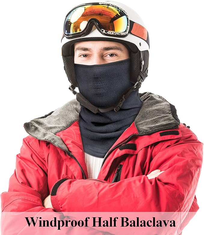 6 Pieces Winter Fleece Neck Gaiter Warmer Face Covering Windproof Half Balaclava Neck Scarf for Cold Weather Skiing