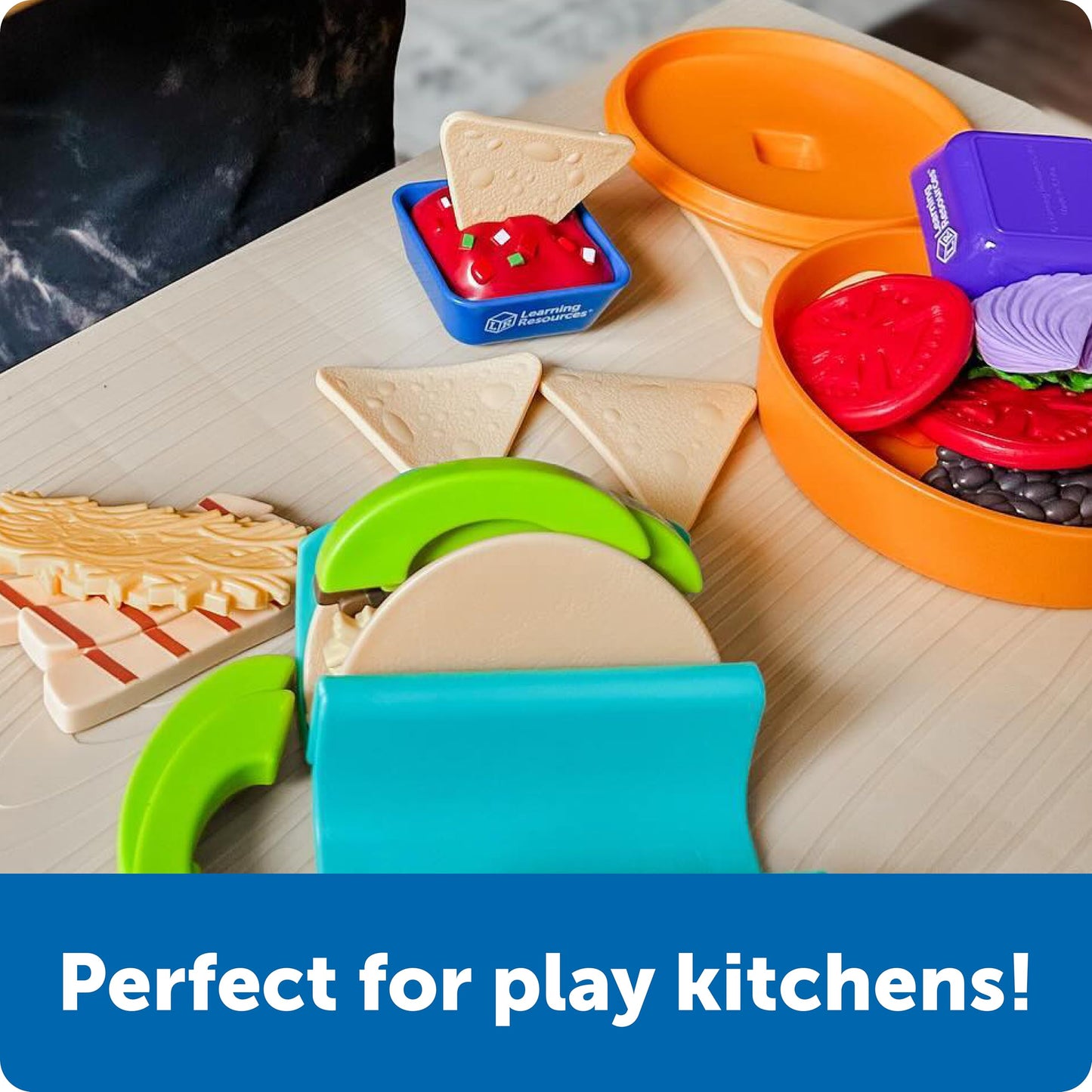 Learning Resources New Sprouts Taco Night - Pretend Play Food for Toddlers, Montessori Toys, Imaginative & Social Skills, Play Food Kitchen, Grocery Store Accessories, Gifts for Boys and Girls