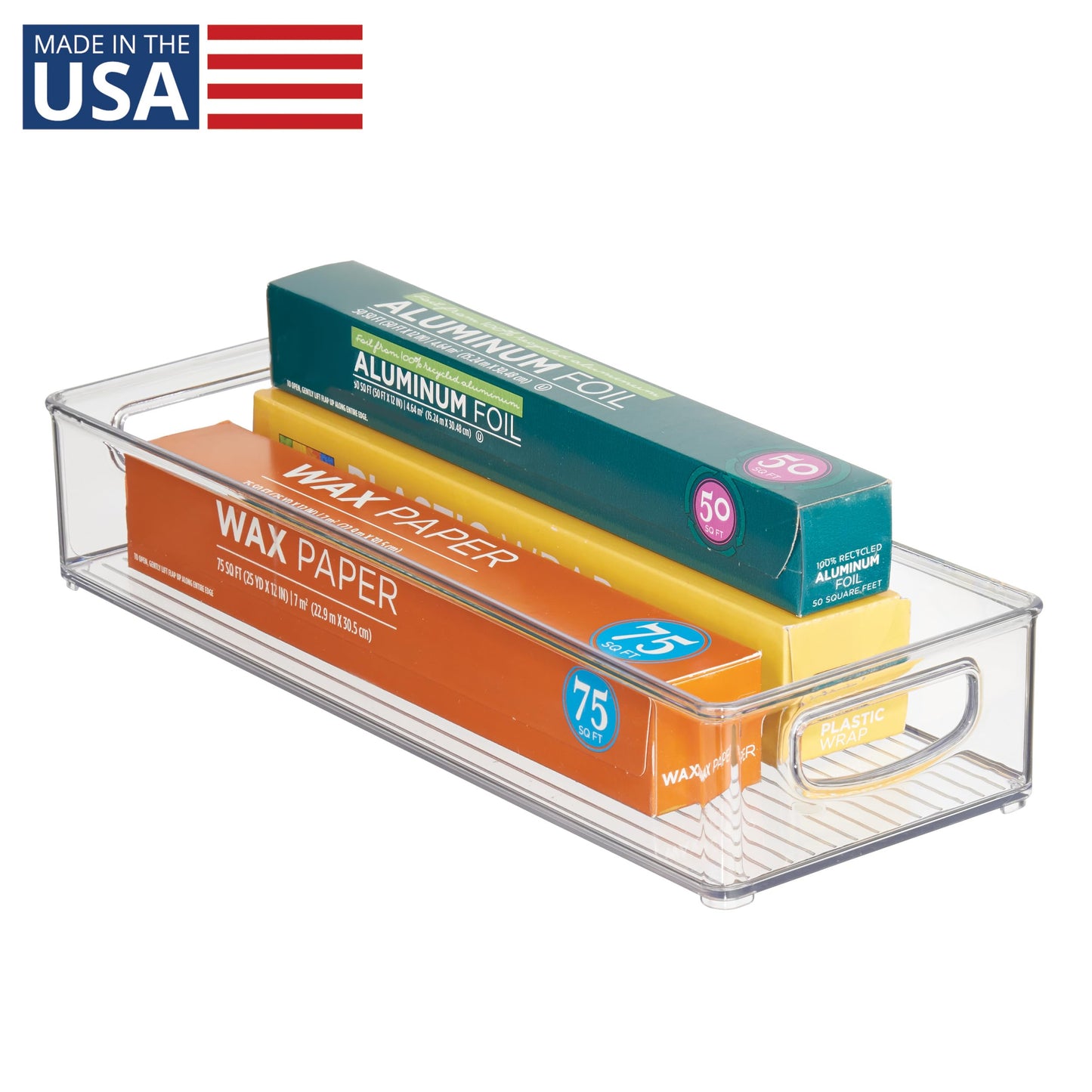 iDesign Slim Extra Long Clear Storage Bin, Narrow Stackable Organizer for Kitchen or Pantry