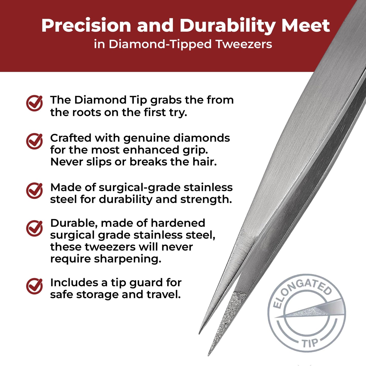 World's Best Tweezers Diamond Tip Splinter Tweezer (Professional)
