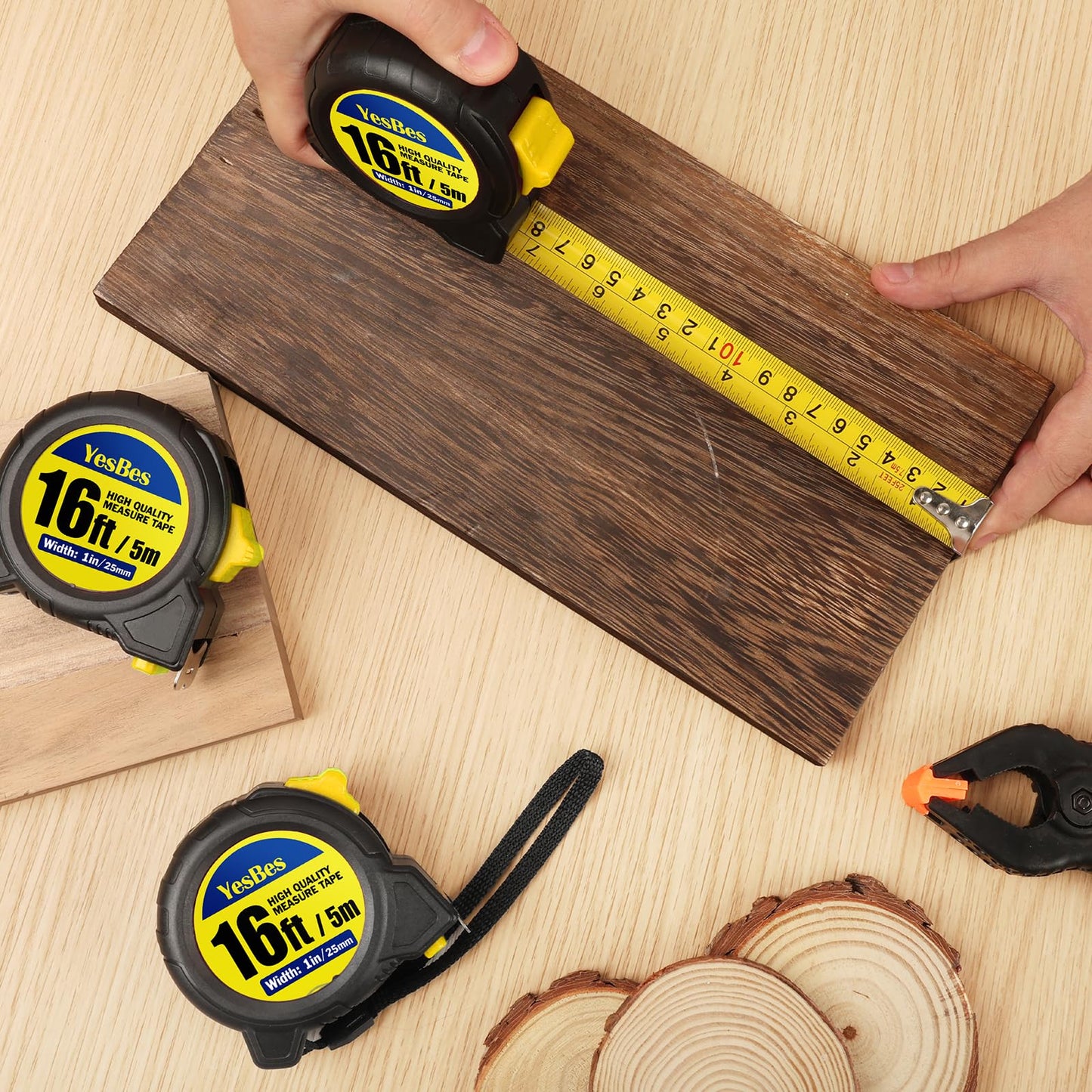 Tape Measure 16 ft, 8 Pack Bulk Easy Read Measurement Tape, Self-Locking Measuring Tape Retractable 16 FT by 1 in