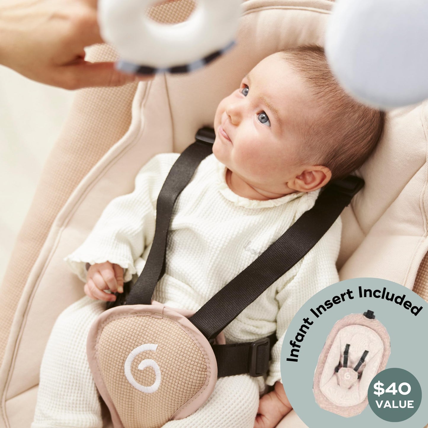 Babymoov Swoon Evolution Smart Electric Baby Swing, Bluetooth-Connected, 8 Motions, 360° Reclining Seat, Music Streaming, Voice Recording, Personalized Lullabies, Mobile App Control, Infant Included
