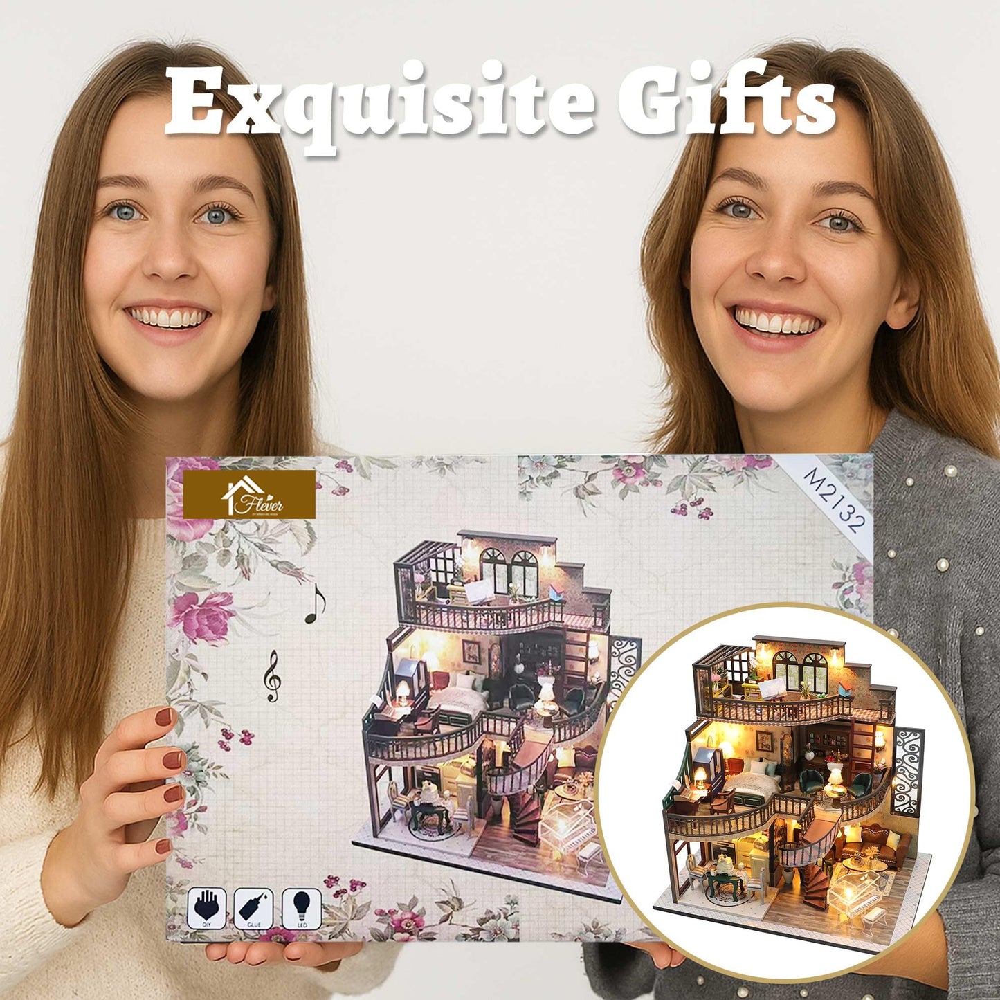 Flever DIY Miniature House Kit, Tiny Home Kit with LED Light, Mini House Build Craft Kits for Adults and Teens, Home Decor Creative Gift for Family/Friends (Dream Building Pavilion)