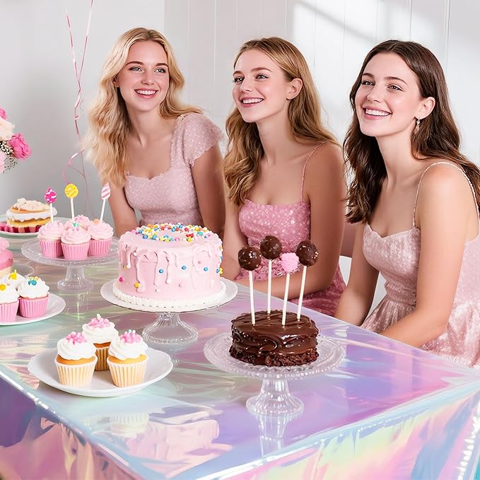 Iridescent Party Tablecloths, 54 x 108 Inches, 2-Pack
