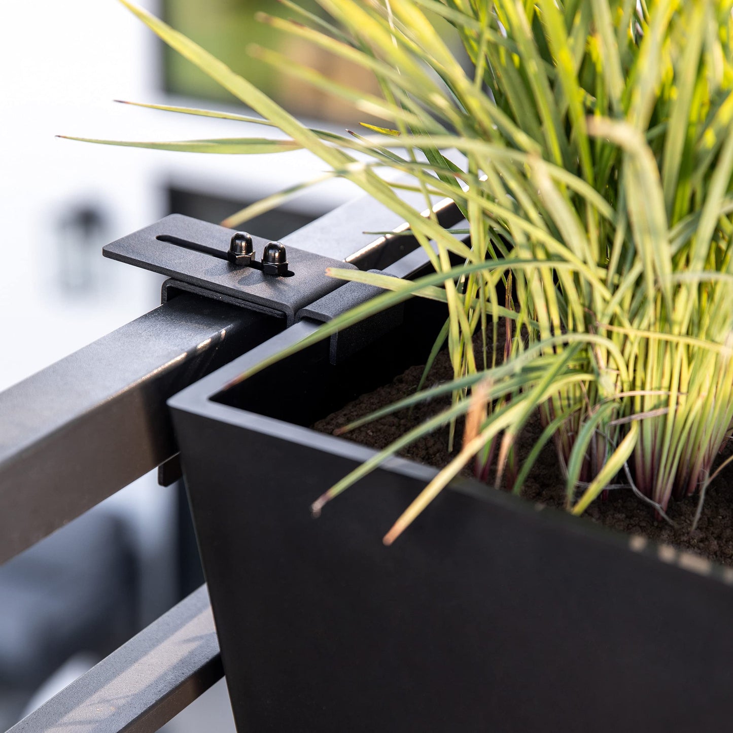 Veradek Pure Series Railing Planter - Plastic Hanging Planter for Outdoor Balcony/Fence | Durable All-Weather Use with Adjustable Brackets | Modern Décor for Flowers, Succulents, Hanging Plants