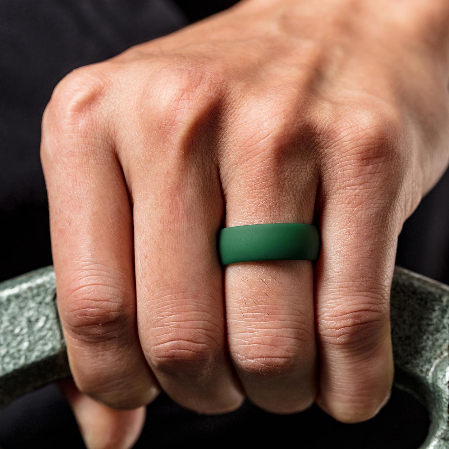 ThunderFit Men's Patterned Silicone Rings, 8mm Wide 2.2mm Thick Rubber Bands,Variety Multipack 1,4,7