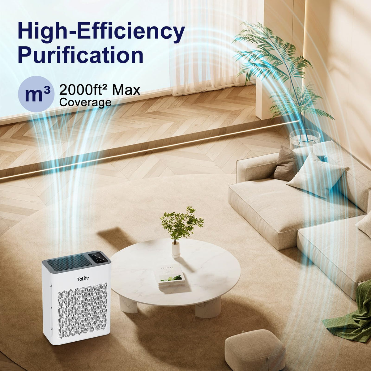 Tolife Air Purifier for Home Large Room up to 1095 Ft² with Sleep Mode