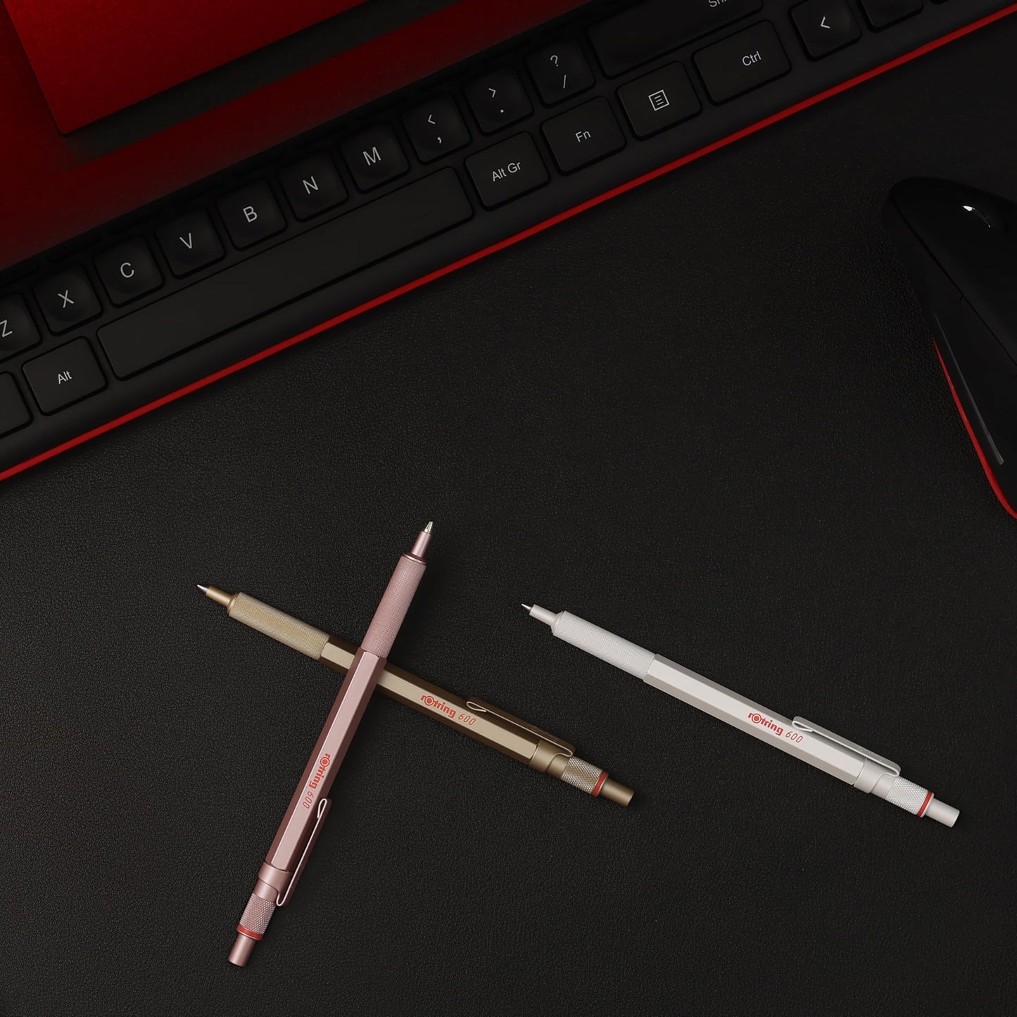 Rotring 600 Metallic Metal Ballpoint Pen, Medium Point, Black Ink, Pearl White Barrel, Refillable, 1 Count - Smooth Writing, Style, Comfort, Non-Slip Grip