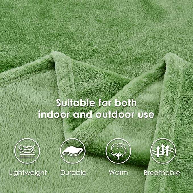 SOCHOW Flannel Fleece Blanket Twin Size, All Season Super Soft Cozy Blanket for Bed or Couch, Sage Green, 60x80 inches