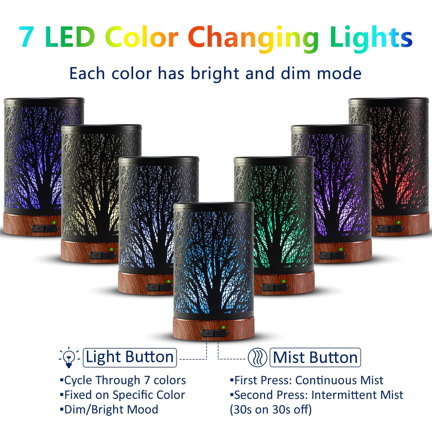 Oil Diffuser with Essential Oils Set – Aromatherapy Diffuser 150ml with 6 Essential Oils Set, Diffuser for Essential Oils, Auto Off Protection 7 Colors Night Light Gifts for Mom(Diffuser & Oils Set)