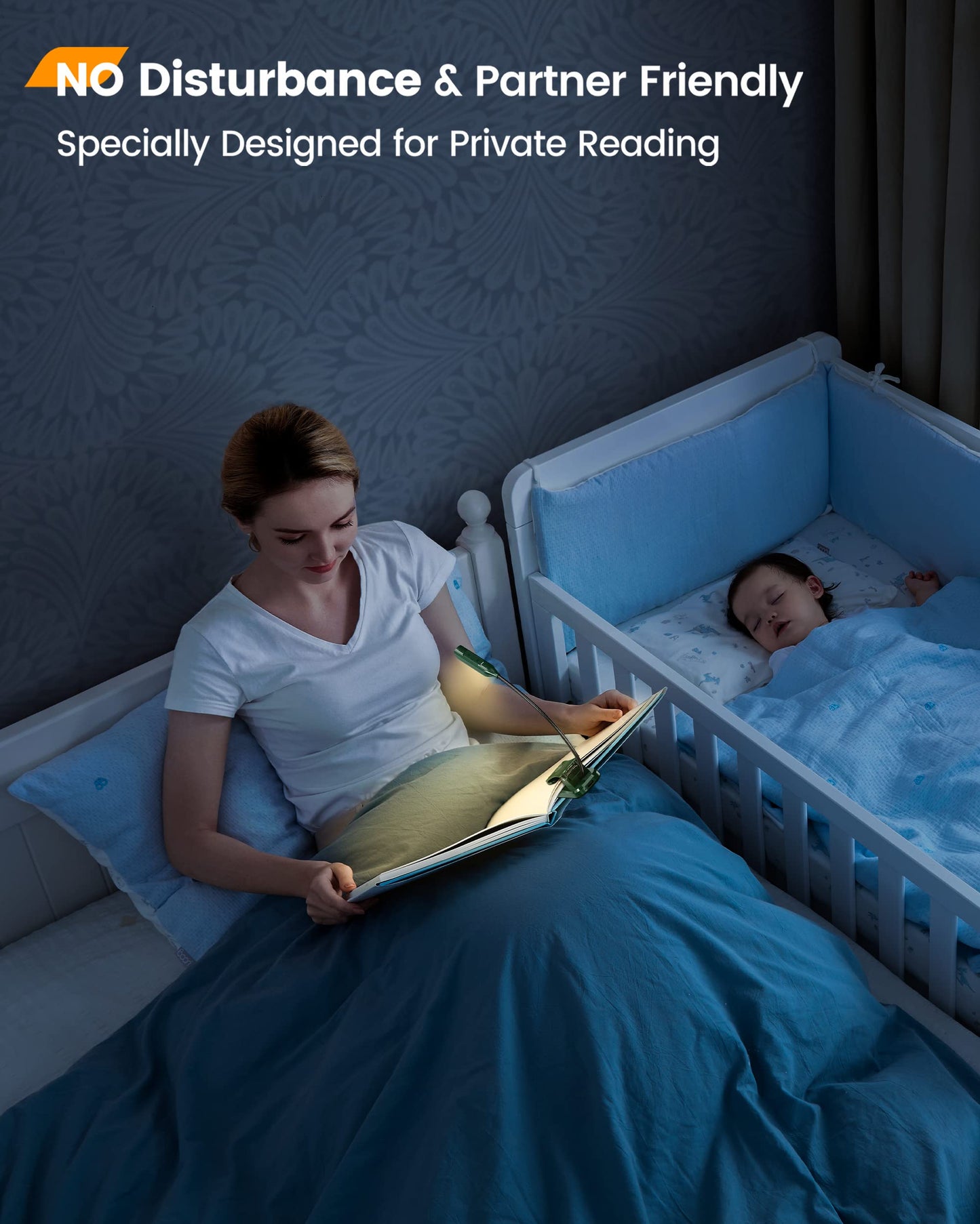 Glocusent Willow Book Light for Reading in Bed, 10LED Bright Reading Light, 3 Colors & 3 Brightness, Rechargeable Book Light Lasts for 80hr, Lightweight Clip on Book Light, Perfect for Book Lovers