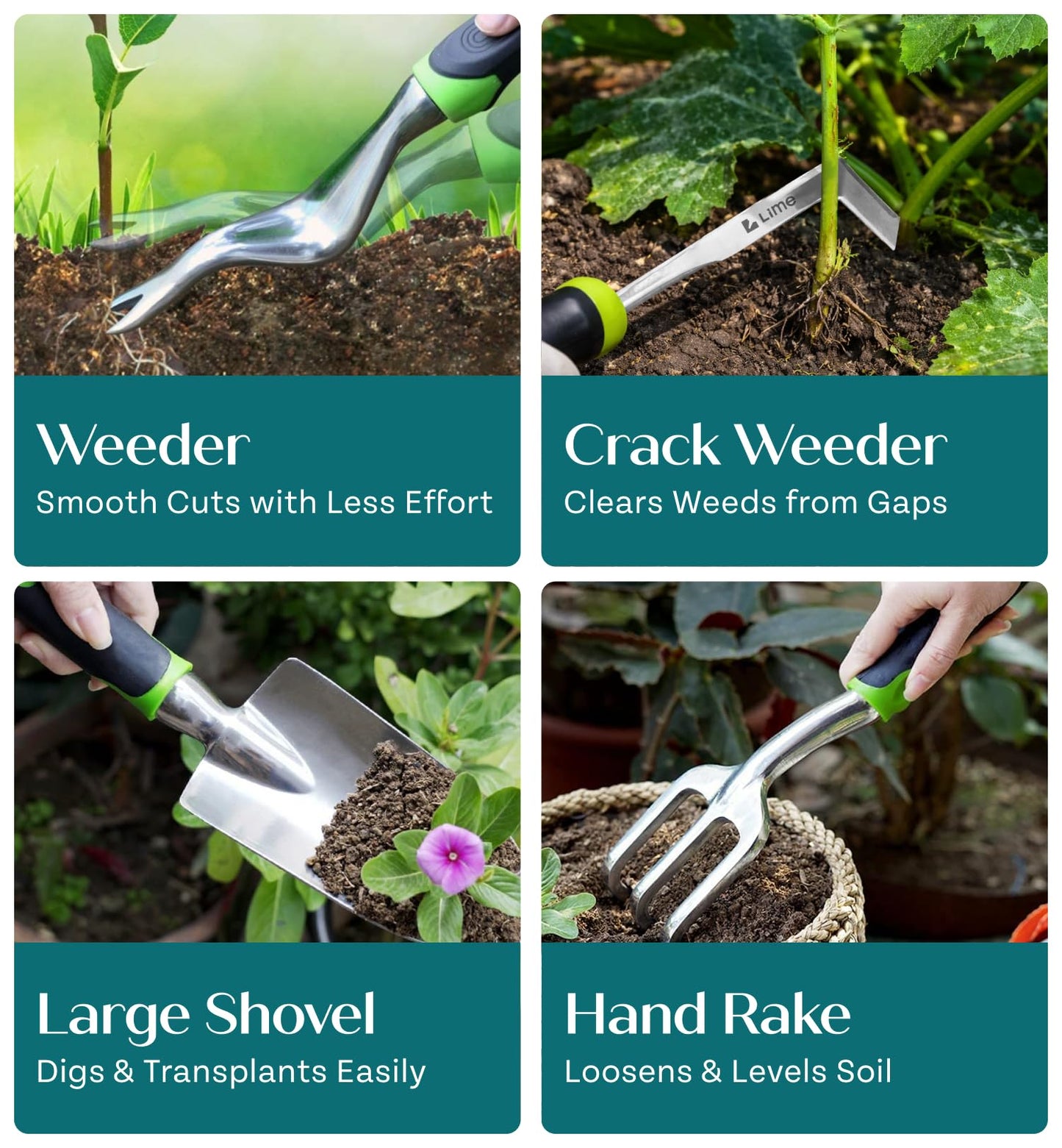 GROWIT Heavy Duty Gardening Tools - Gardening Gifts for Women, Men, Mom, Dad - Durable, Ergonomic Garden Tools Set