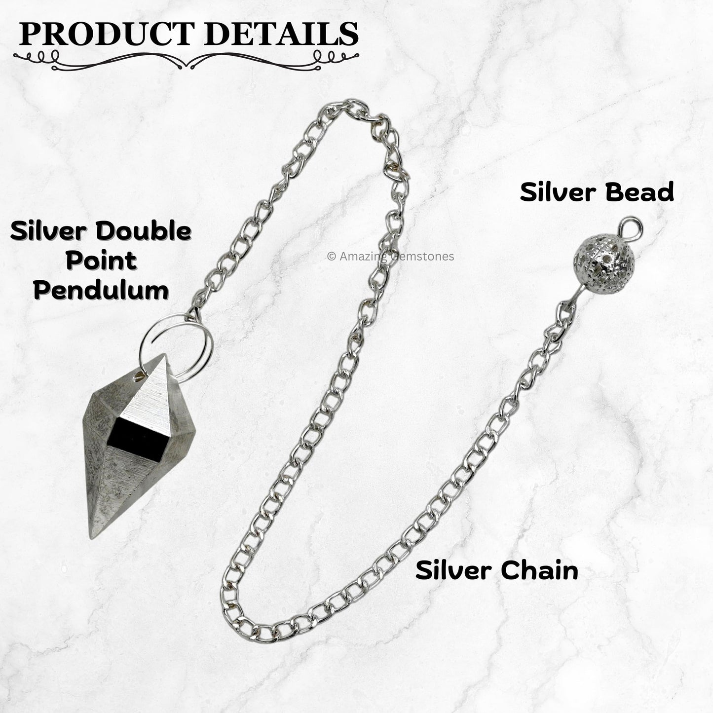Amazing Gemstone Healing Metal Pendulums for Divination, Silver Double Point Cone Steel Copper Pendulum High Energy Pendulo de Bronce Pendulos de Mesa MP44