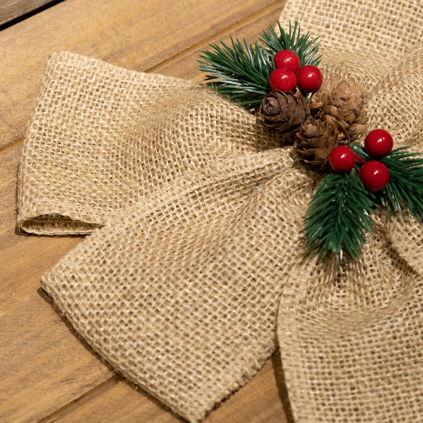 LaRibbons 2 Pcs 6 Inch Burlap Wide Fabric Craft Ribbon, 10 Yard Per Roll, Natural Brown Ribbon for Bow Crafting, Wreath-Making, Tree Decoration