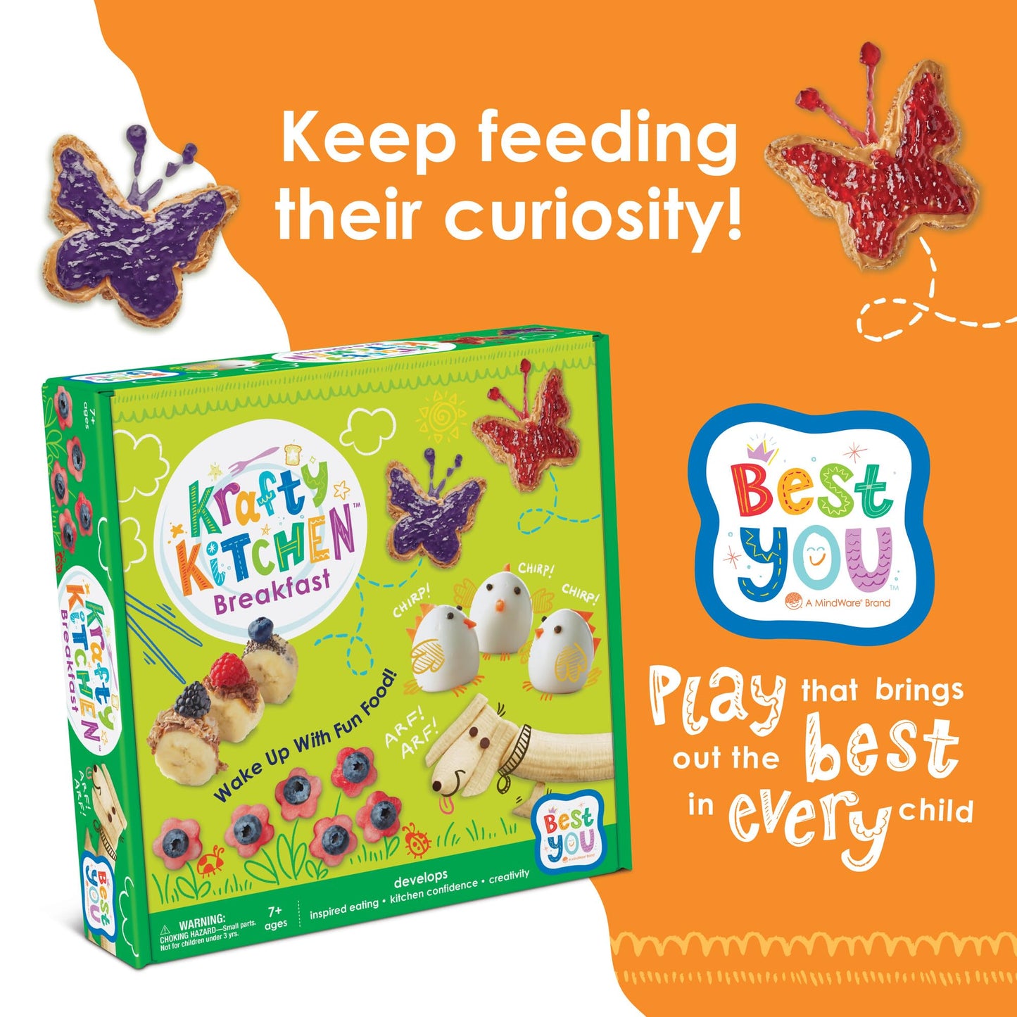 MindWare Best You Krafty Kitchen Snacks Kit, Kids Cooking and Snack Prep Set with Games and Recipes, Hands On Food Exploration Activity for Kids Ages 5 and Up, Healthy Eating Play Kit