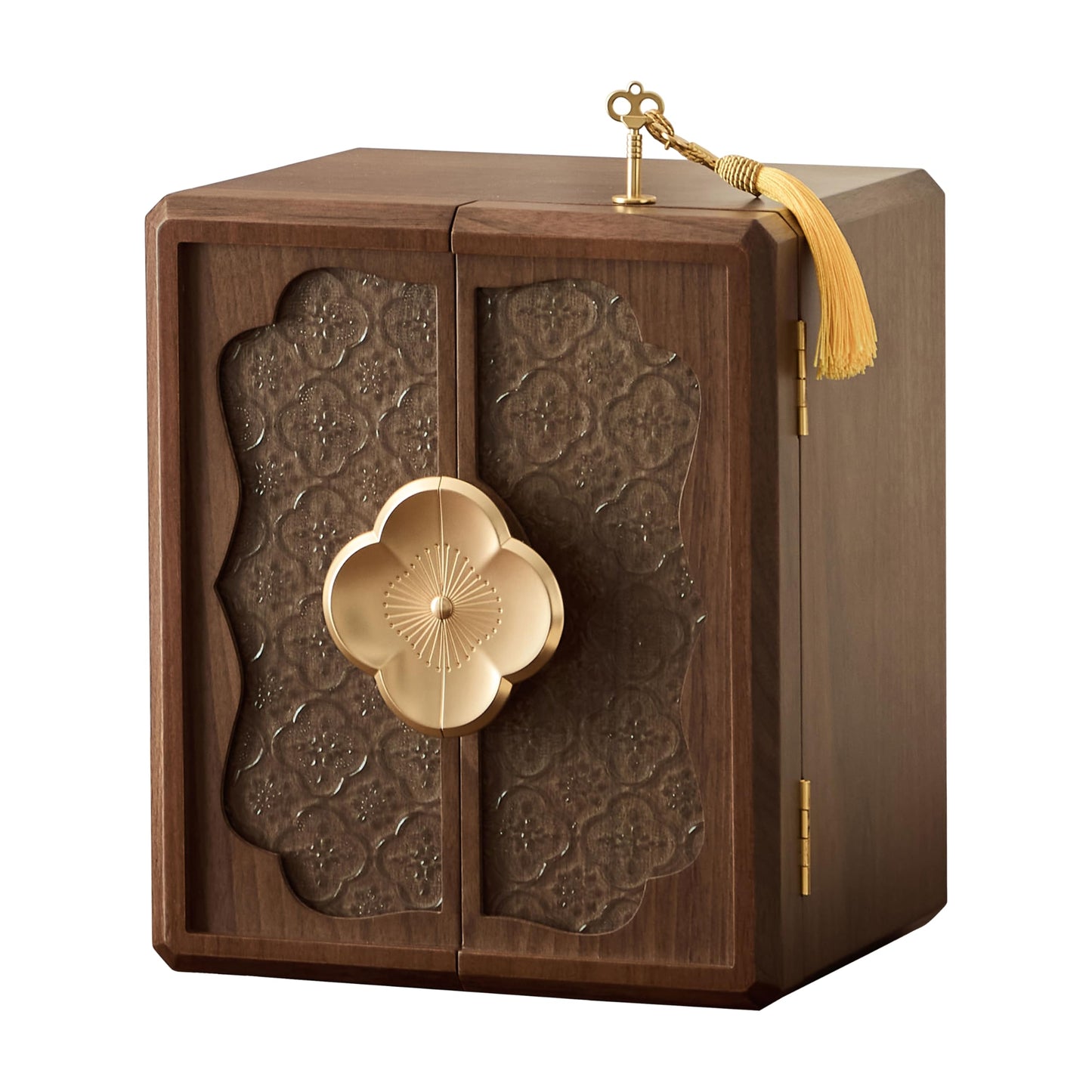 Wenseny Lockable Walnut Jewelry Box with Key, 5-Layer Jewelry Organizer Storage Box for Necklaces, Rings, Earrings & Bracelets - Mothers Day Gifts for Mom