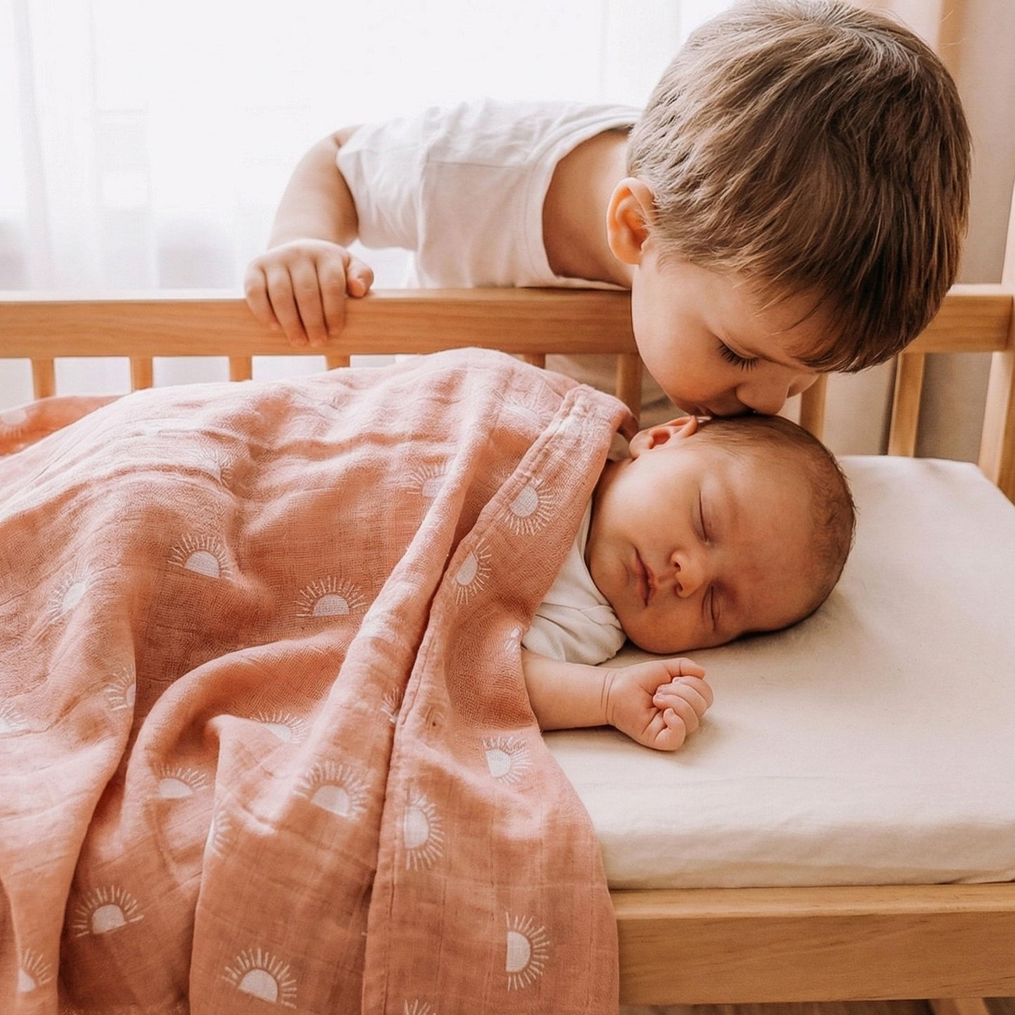 GLLQUEN BABY Receiving Blanket Boy Cotton Muslin Swaddle Blankets Girl Newborn Squares Breathable & Soft Thin Baby Blankets Cloths Double Absorbent Infant Swaddling Wrap - 6 Pack (Sun)