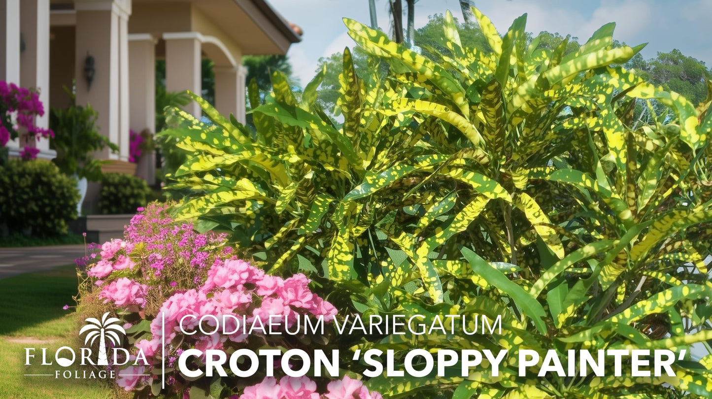 Croton Sloppy Painter Eleanor Roosevelt | 3 Live Plants | Codiaeum Variegatum | Outdoor Indoor Foliage, Tropical Houseplant, Easy Care, Vibrant Leaves, Unique Variegation, Low Light Adaptable