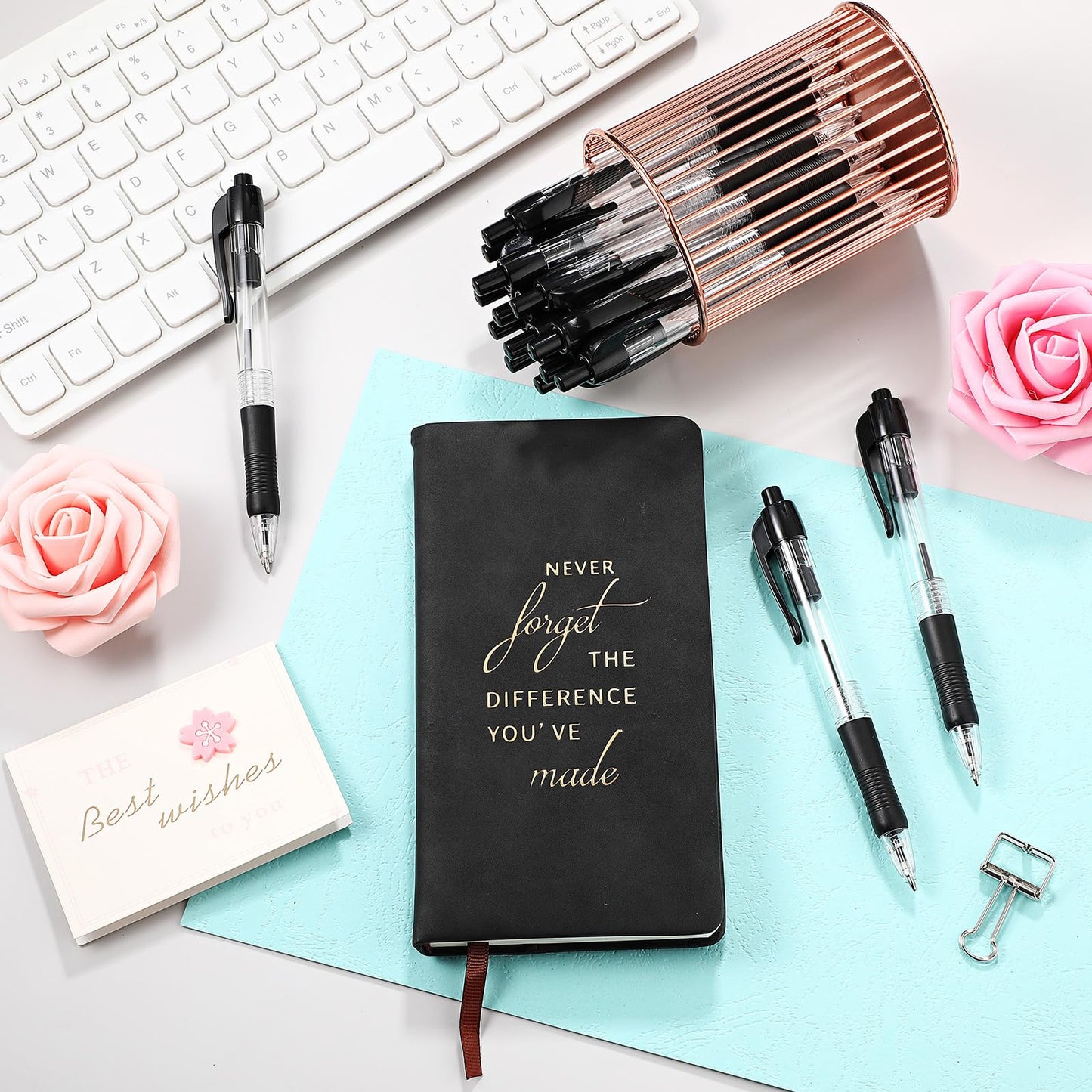 Fulmoon 100 Pcs Gel Ink Pens Retractable Ballpoint Medium Point 1.0 mm Ballpoint Smooth Writing Click Pens for Journal Writing Office Home(Black Ink)