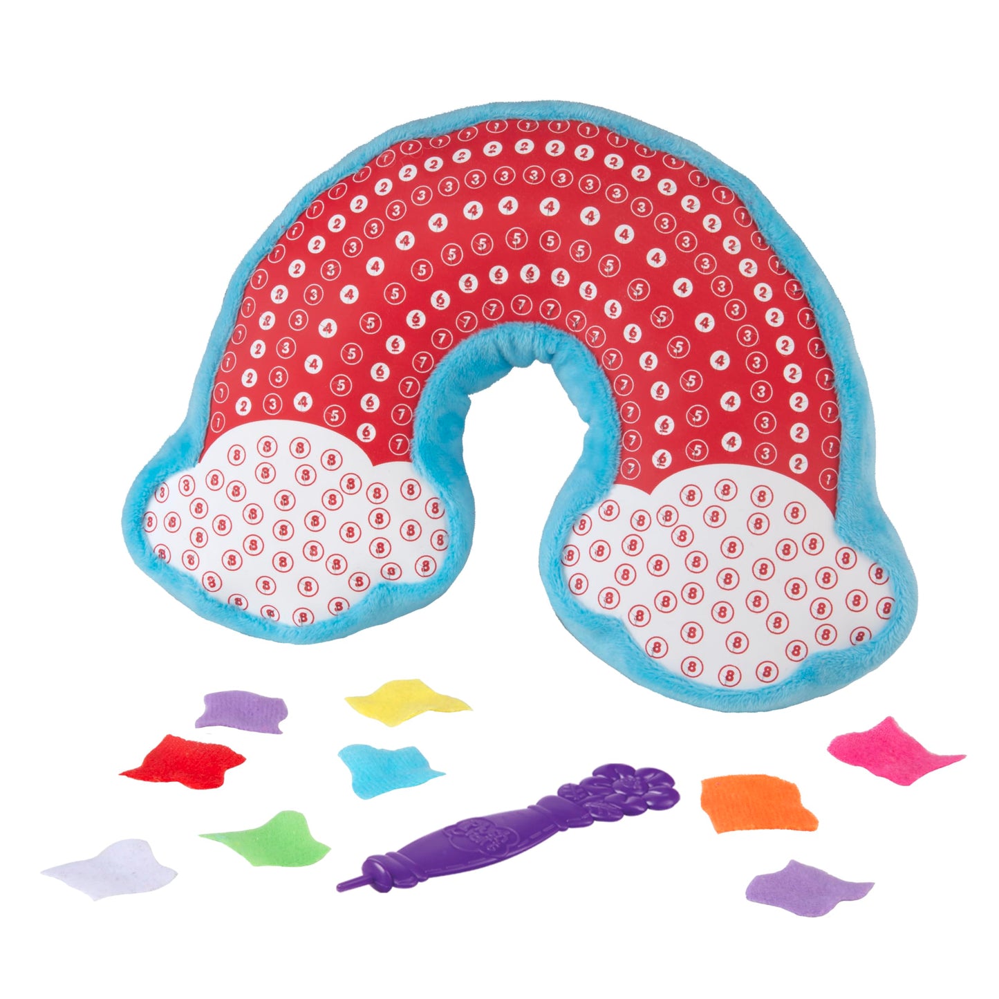 ORB PlushCraft DIY Rainbow Pillow Crafting Kit - Mess Free Fabric by Number System and No Sewing Required - Perfect Arts and Crafts Project and Gift for Boys and Girls