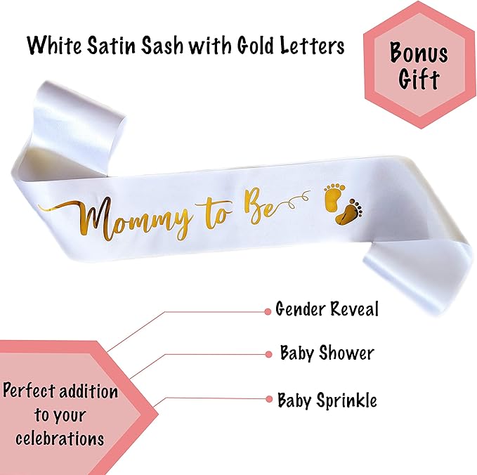 Gender Reveal Cannon Pink Confetti Confetti Poppers | Mommy to Be Sash in Satin White with Gold Letters | Themed Party: Twinkle Twinkle Little Star (Pink, Set of 2)